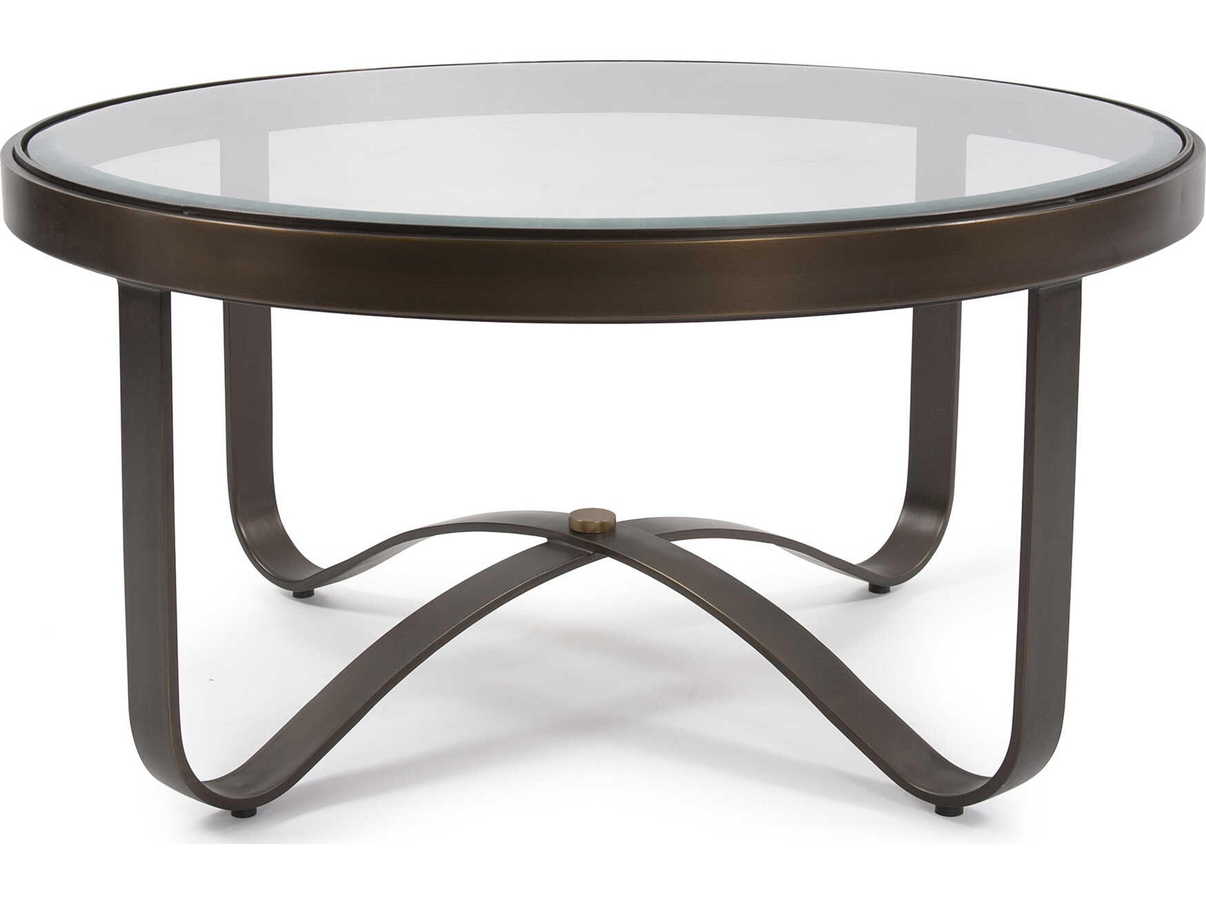 Howard Elliott Round Glass Bronze Coffee Table