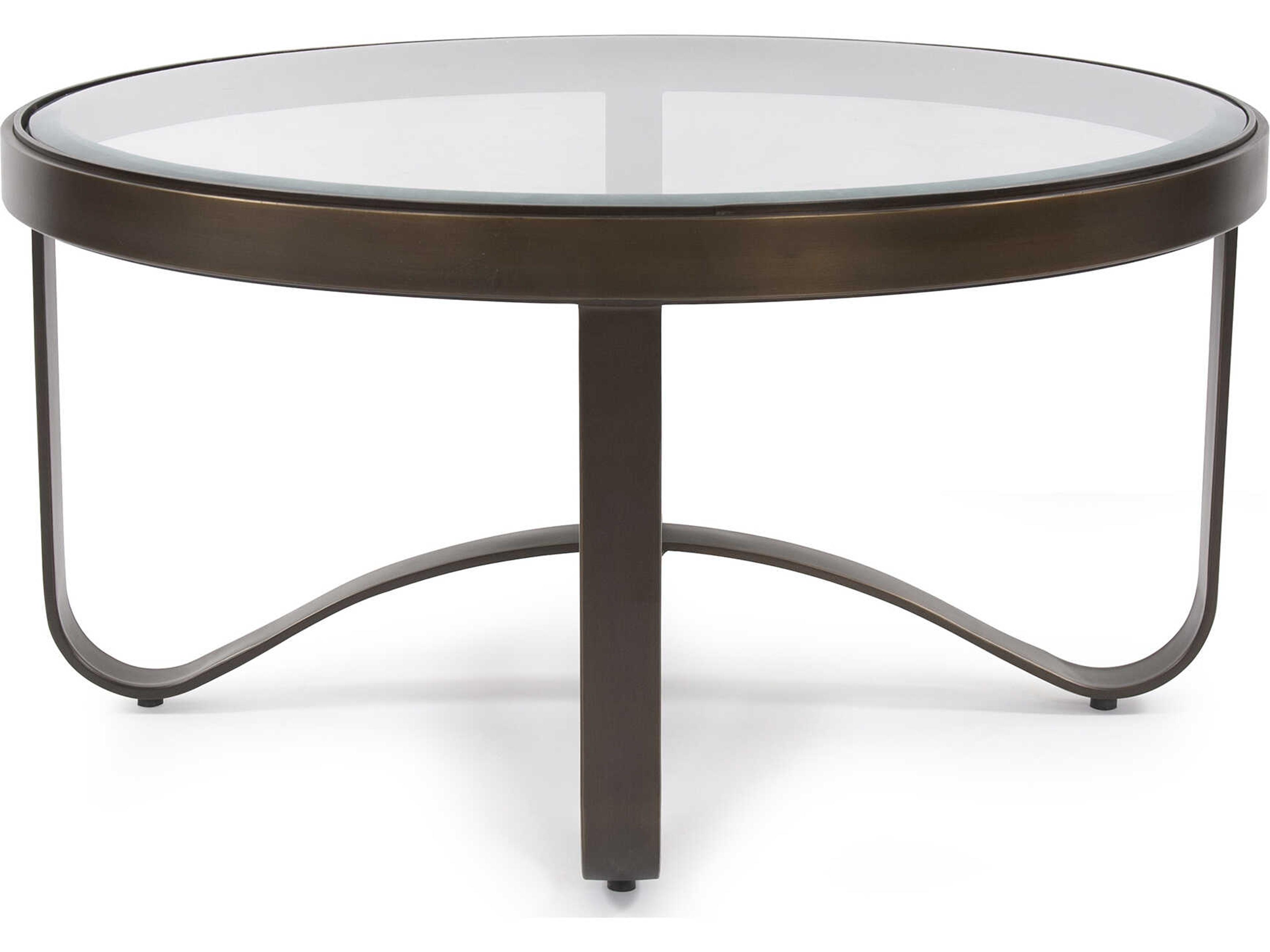 Howard Elliott Round Glass Bronze Coffee Table