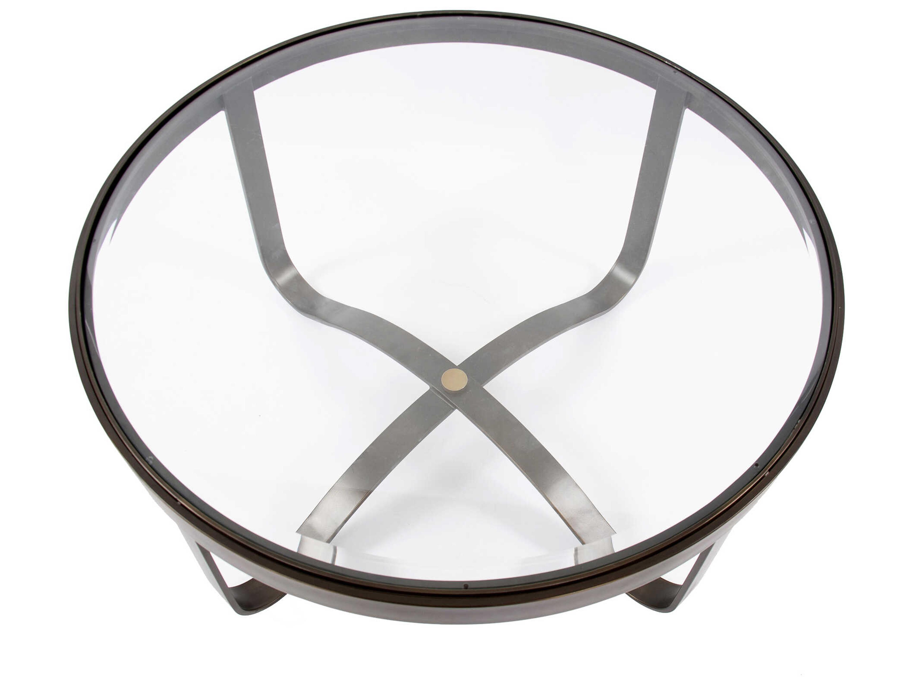 Howard Elliott Round Glass Bronze Coffee Table