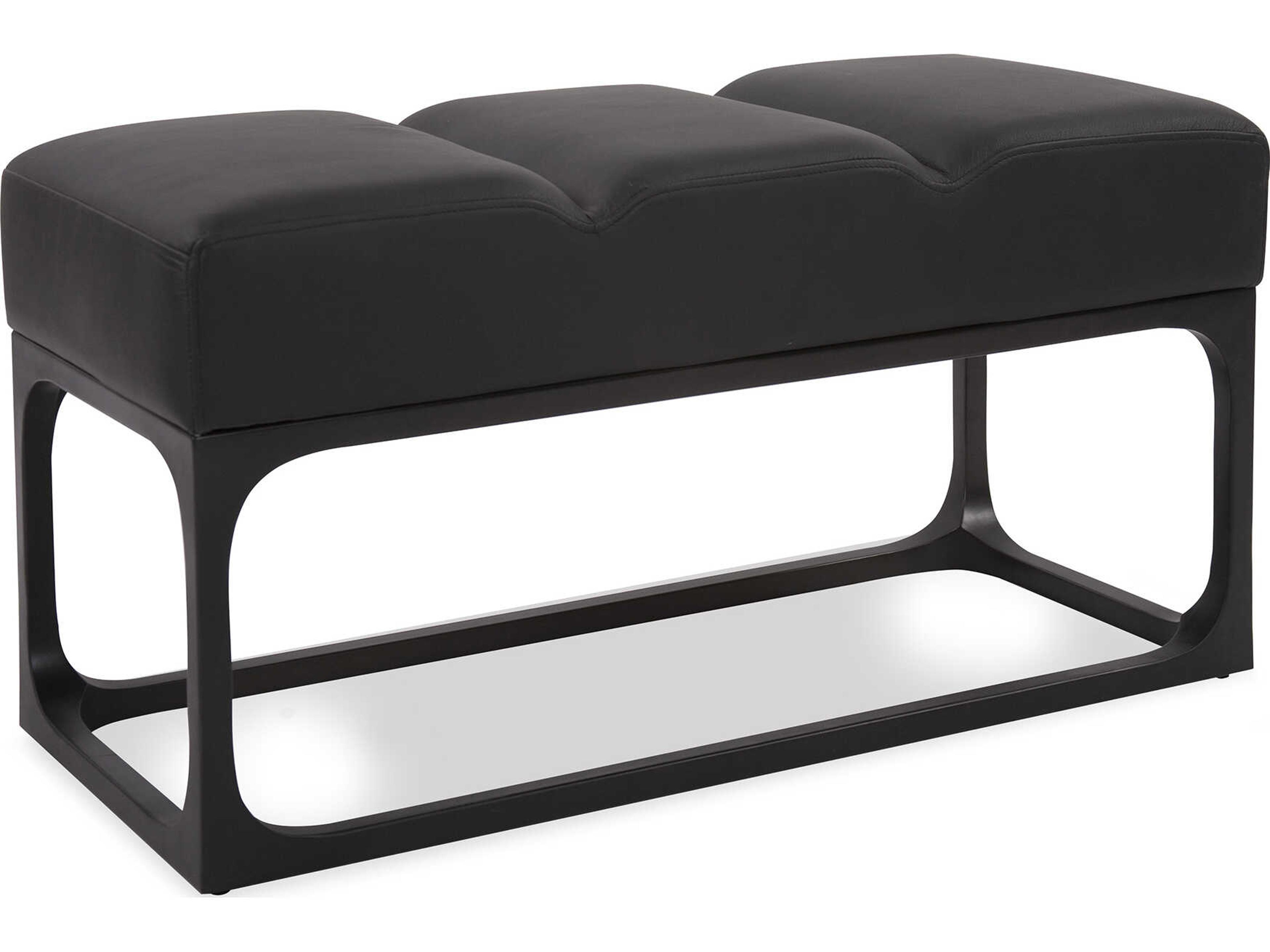 Roma Graphite Black Leather Accent Bench