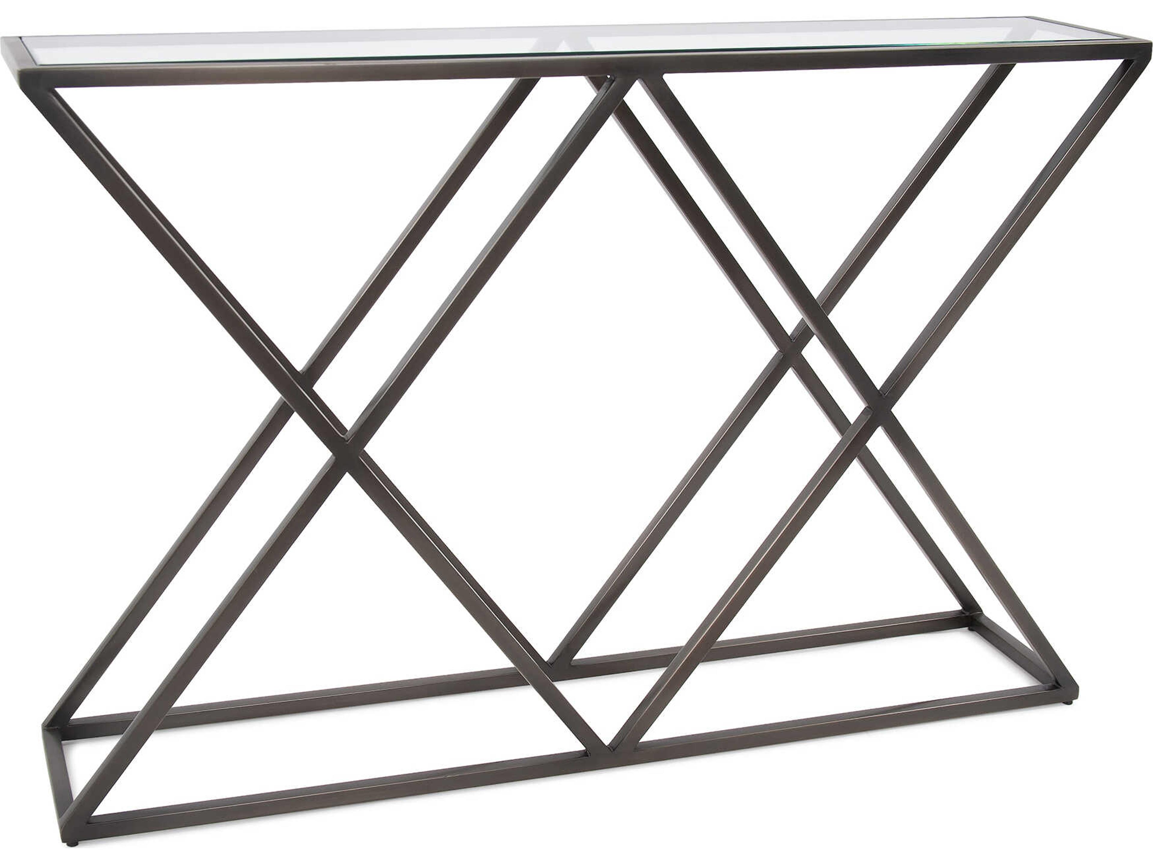 Bennett Rectangular Glass Brushed Gunmetal Console Table