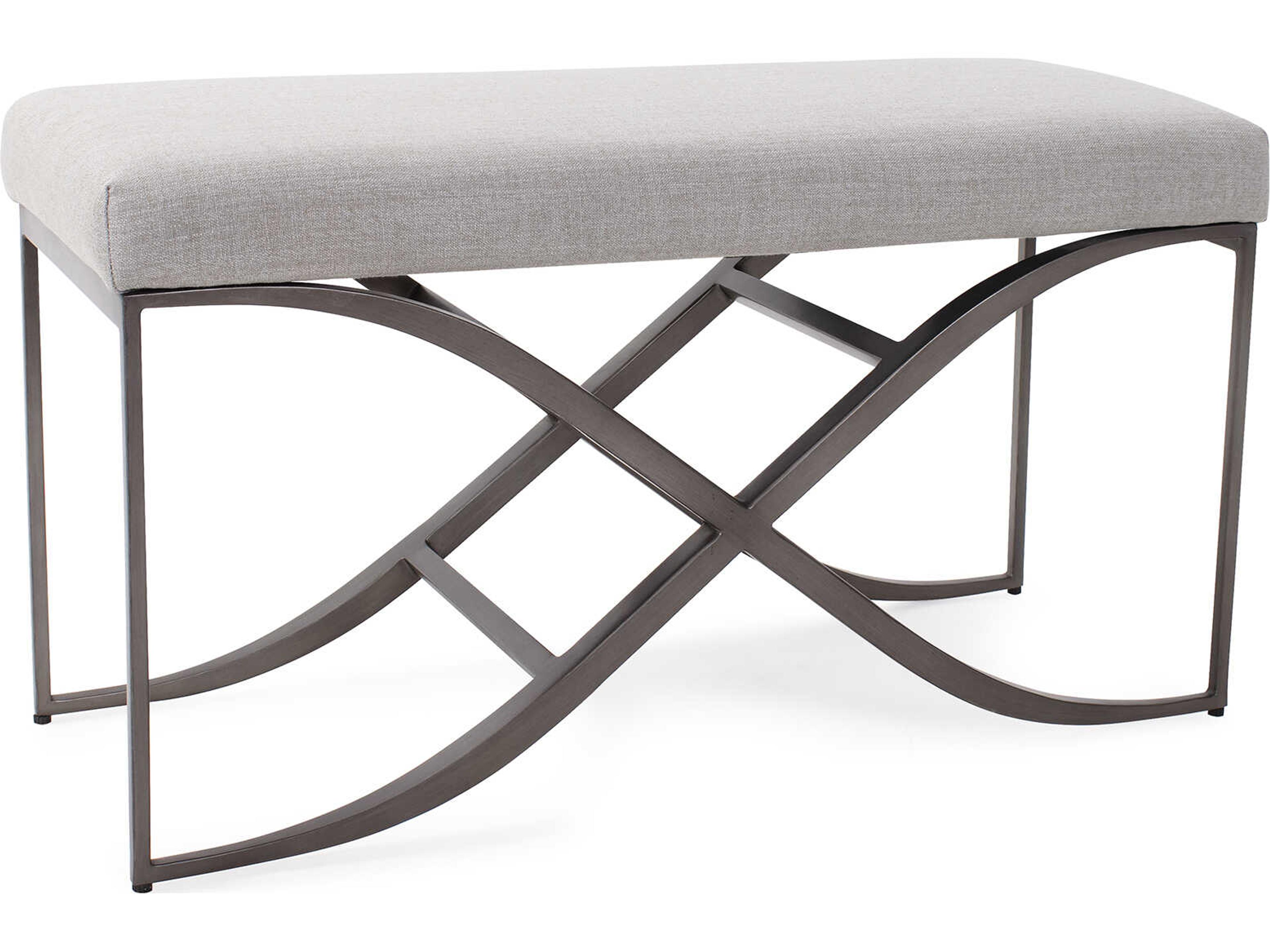 Howard Elliott Kenmare Gunmetal Gray Upholstered Accent Bench