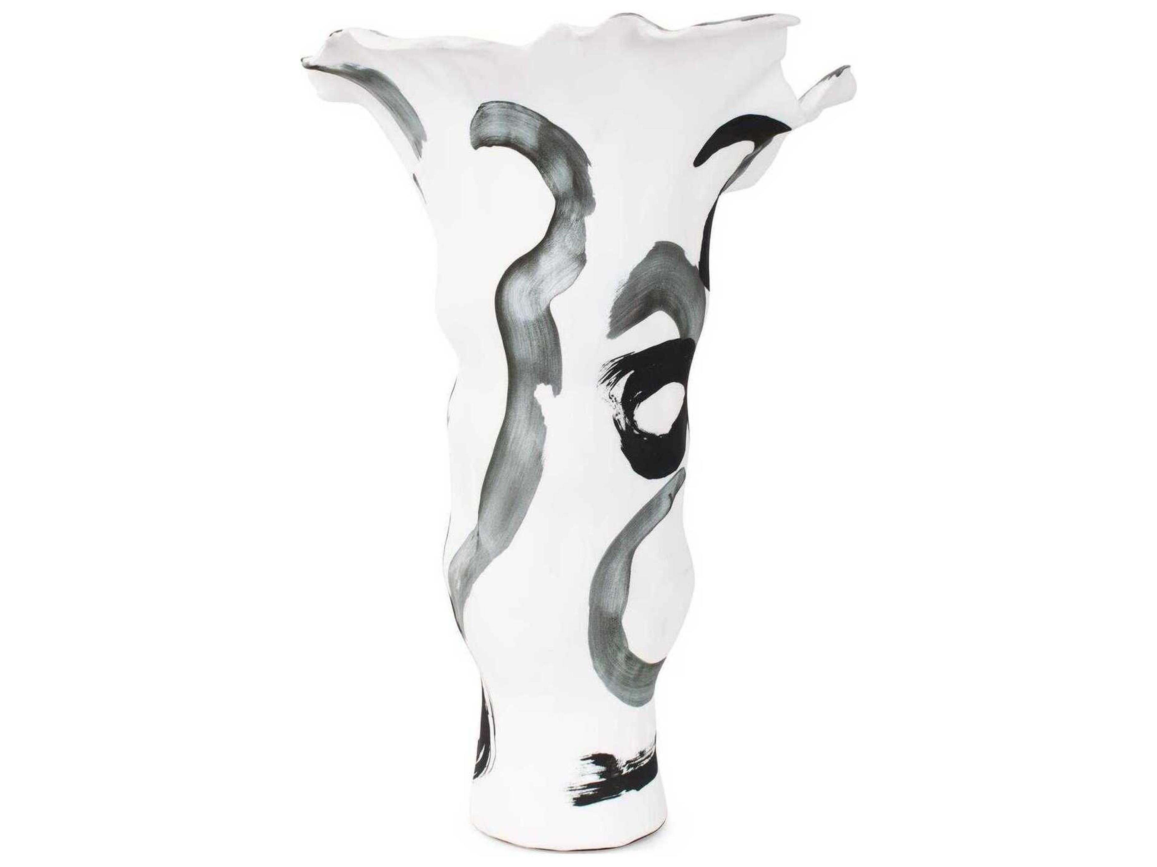 Howard Elliott Black White Hadrill Vase