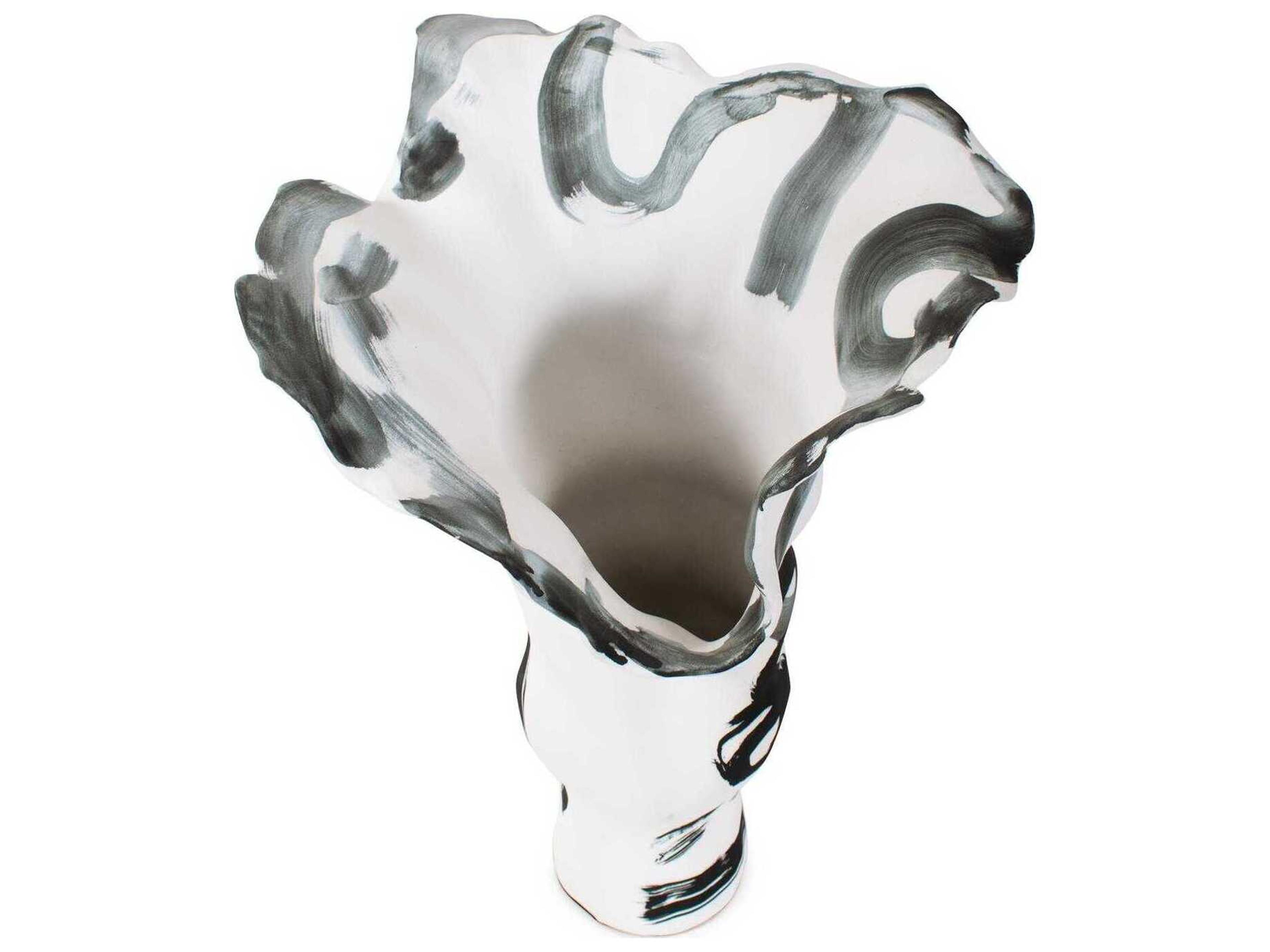 Howard Elliott Black White Hadrill Vase