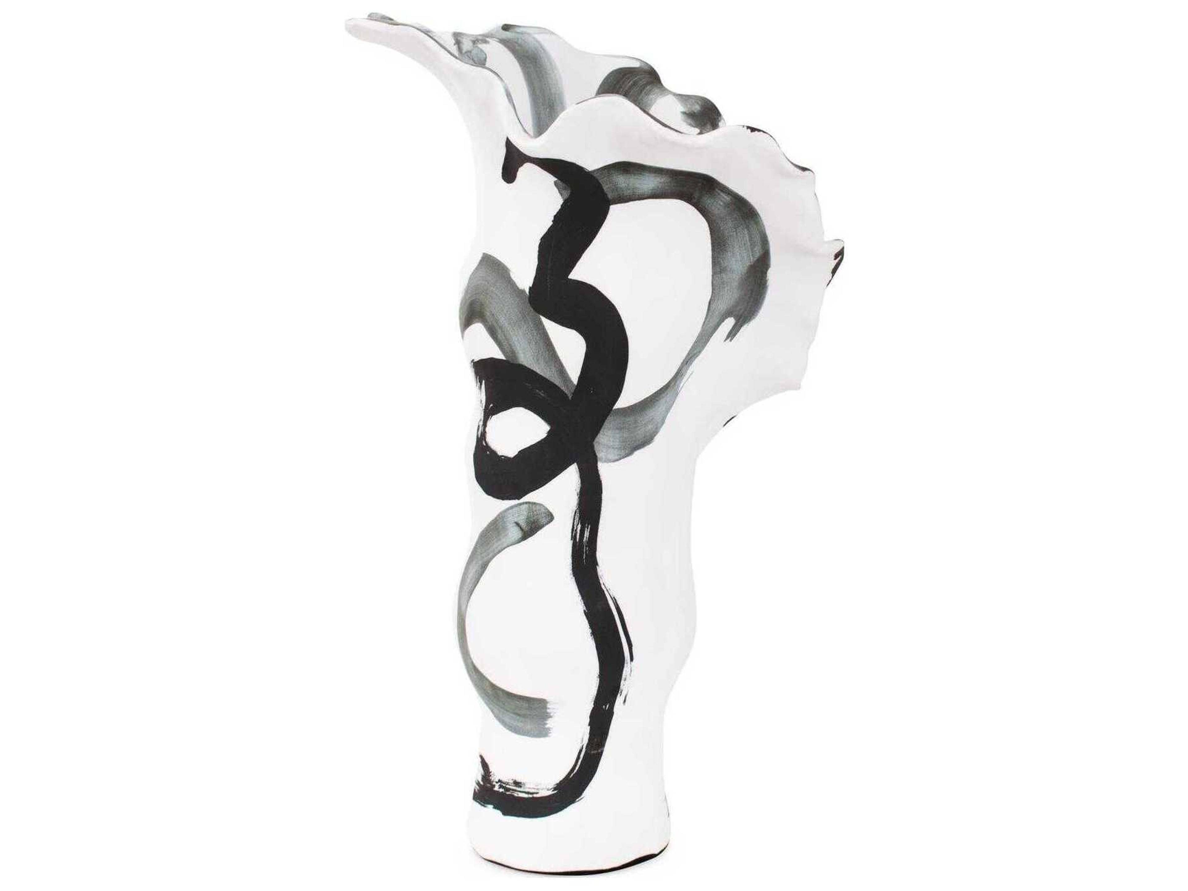 Howard Elliott Black White Hadrill Vase