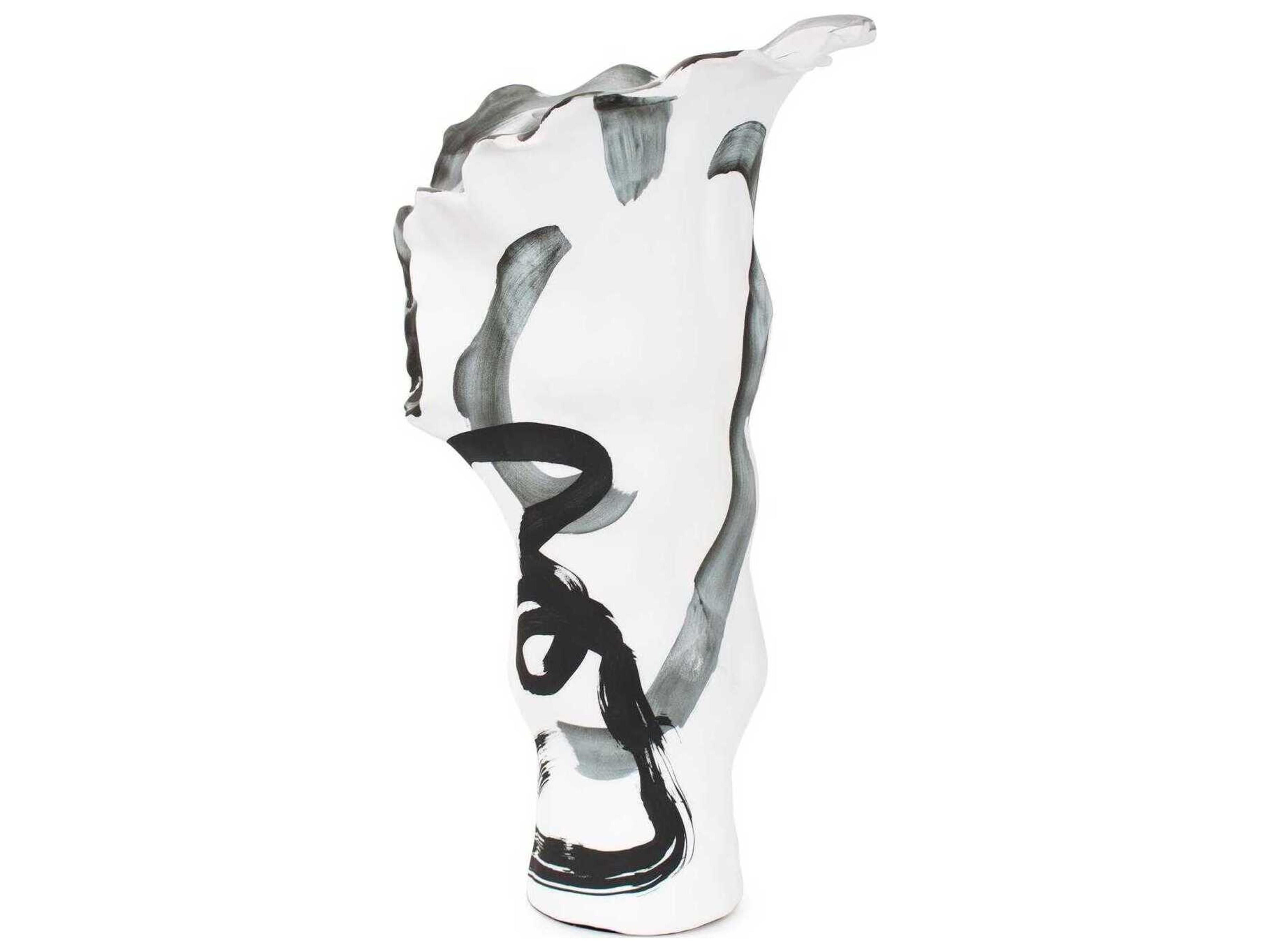Howard Elliott Black White Hadrill Vase