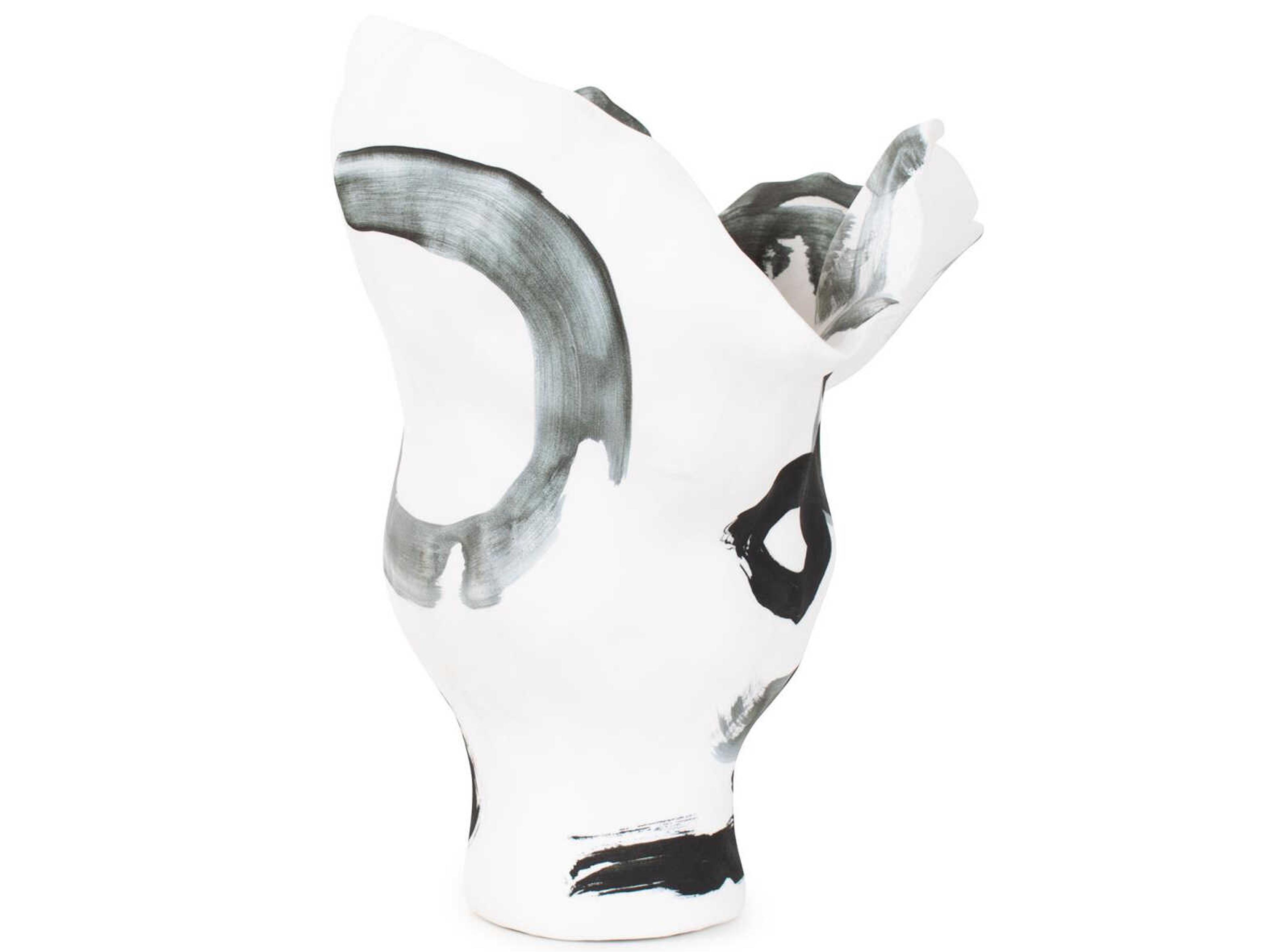 Howard Elliott Black White Hadrill Vase