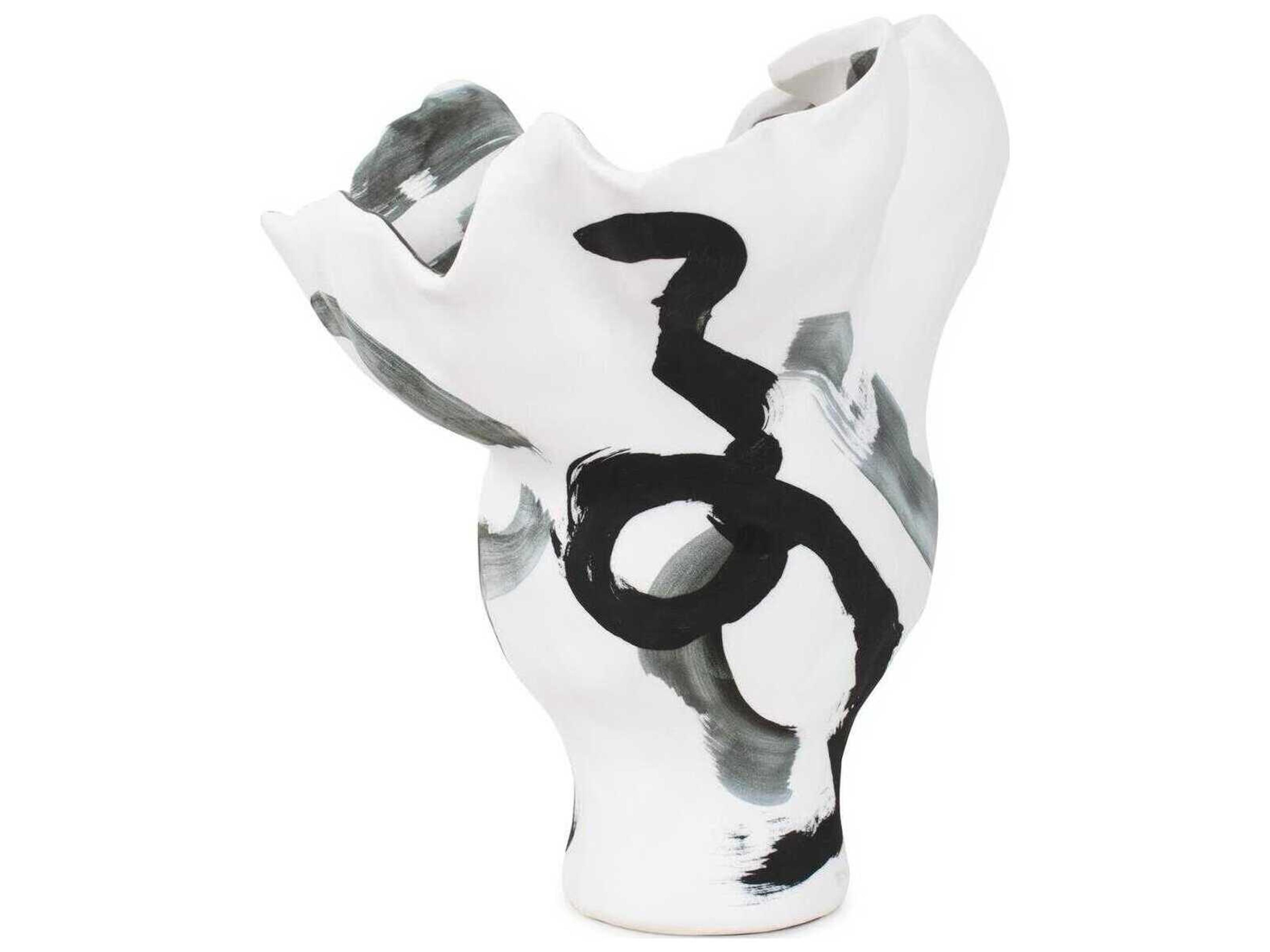 Howard Elliott Black White Hadrill Vase