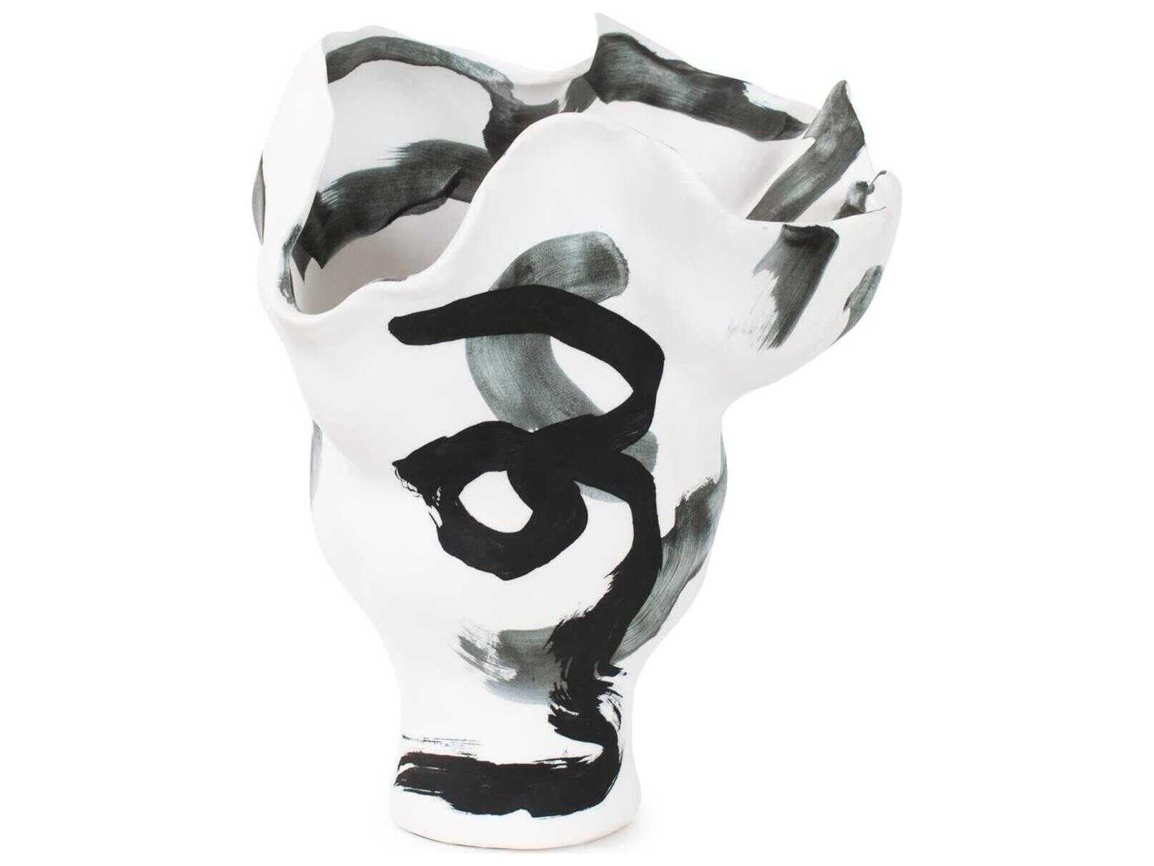 Howard Elliott Black White Hadrill Vase