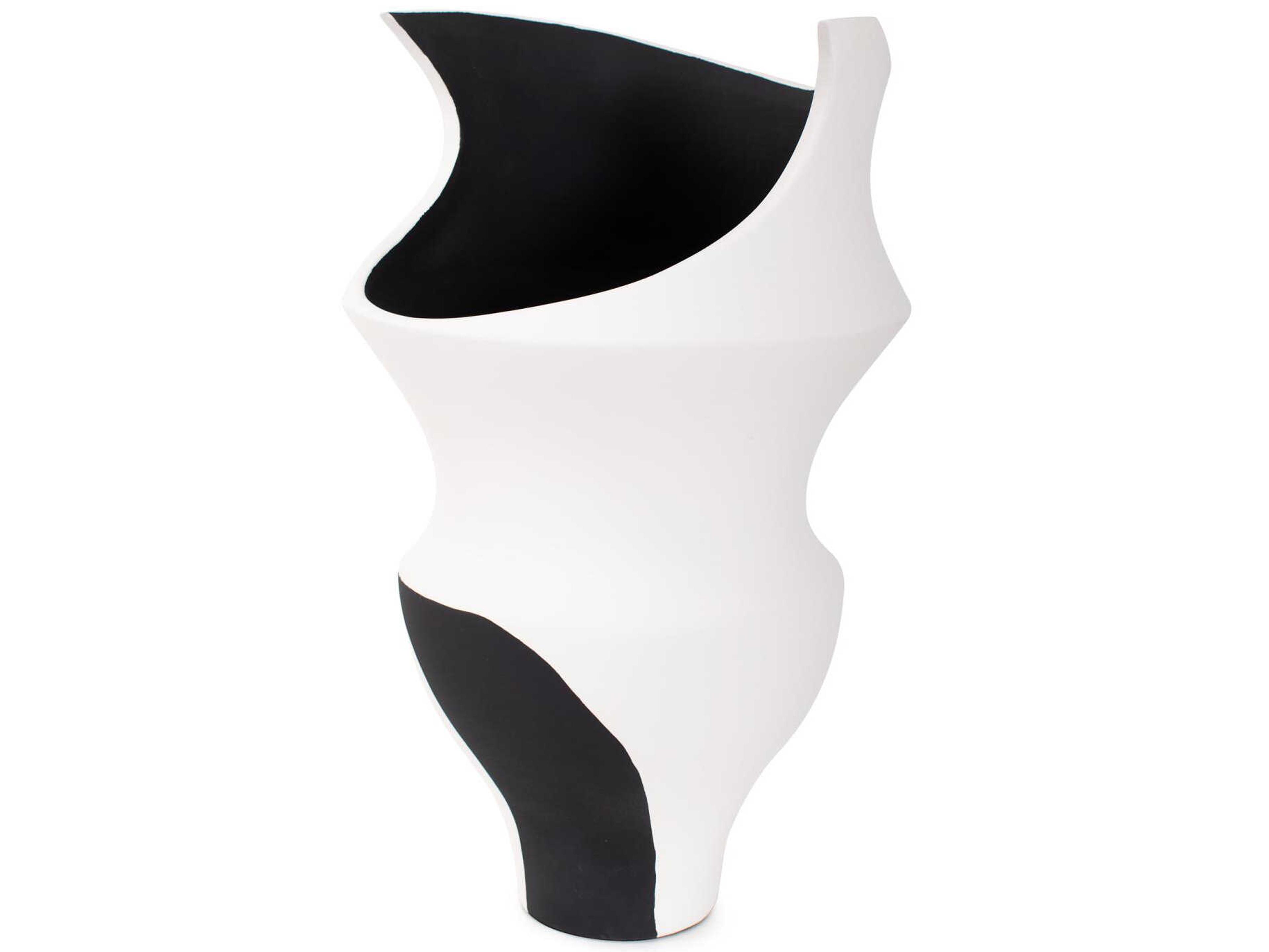 Howard Elliott White Black Rapsie Vase