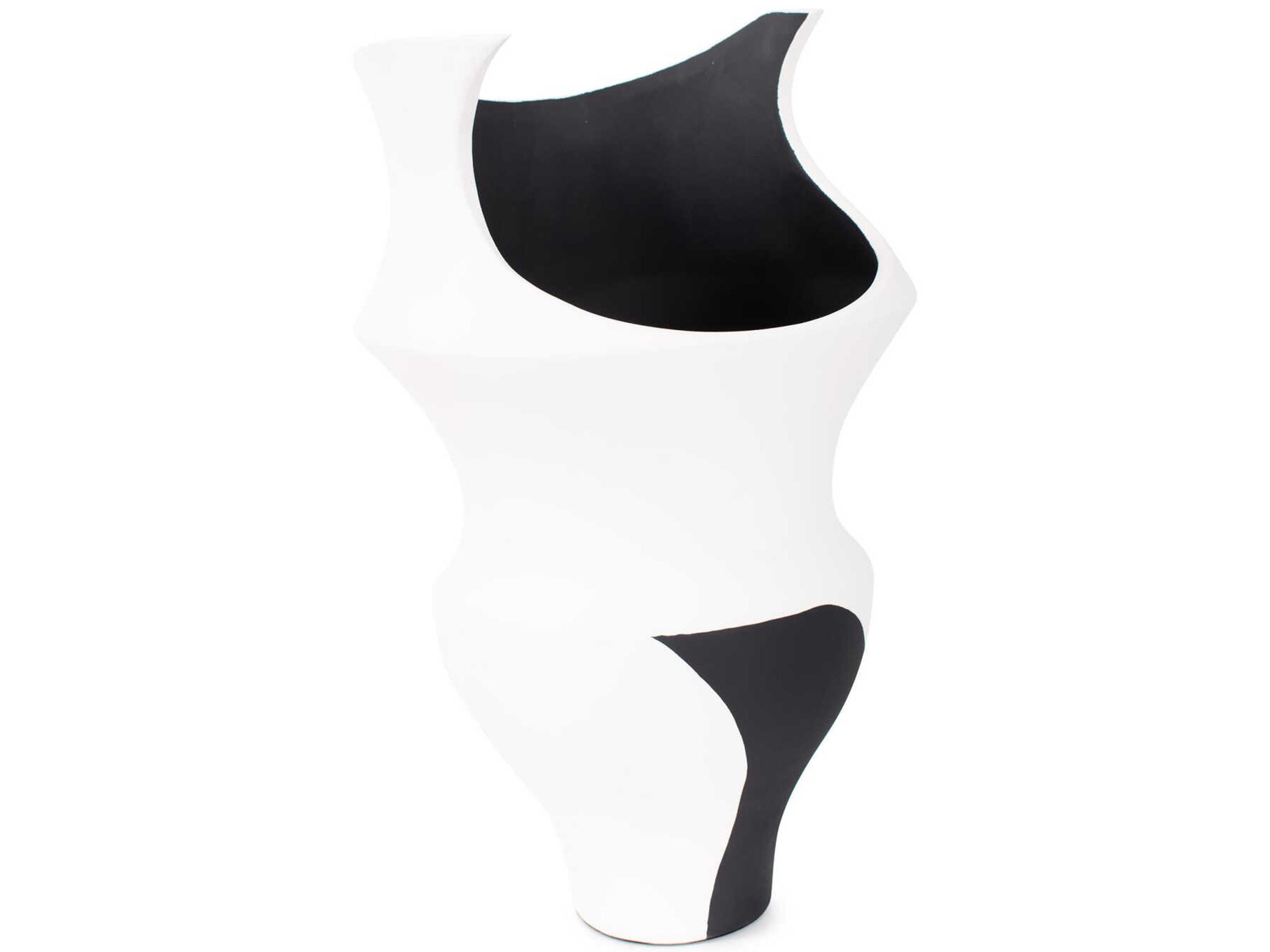 Howard Elliott White Black Rapsie Vase