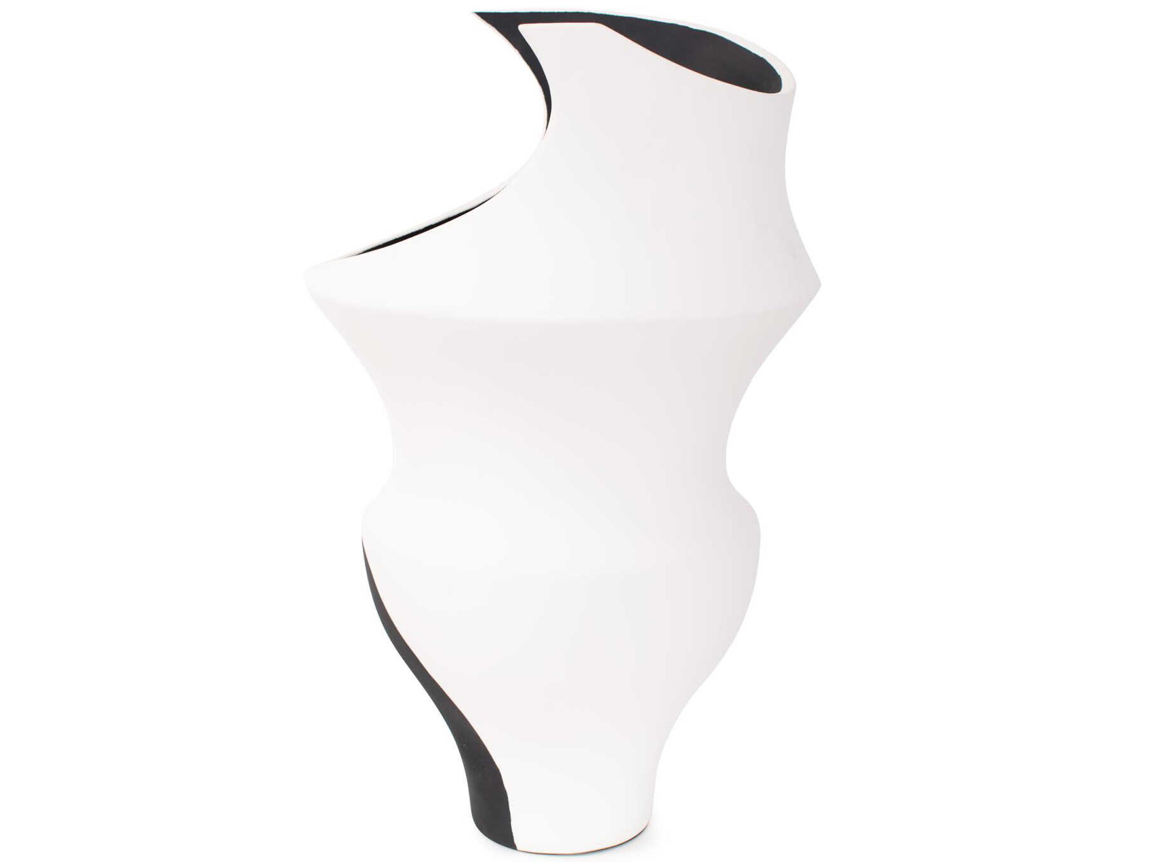 Howard Elliott White Black Rapsie Vase