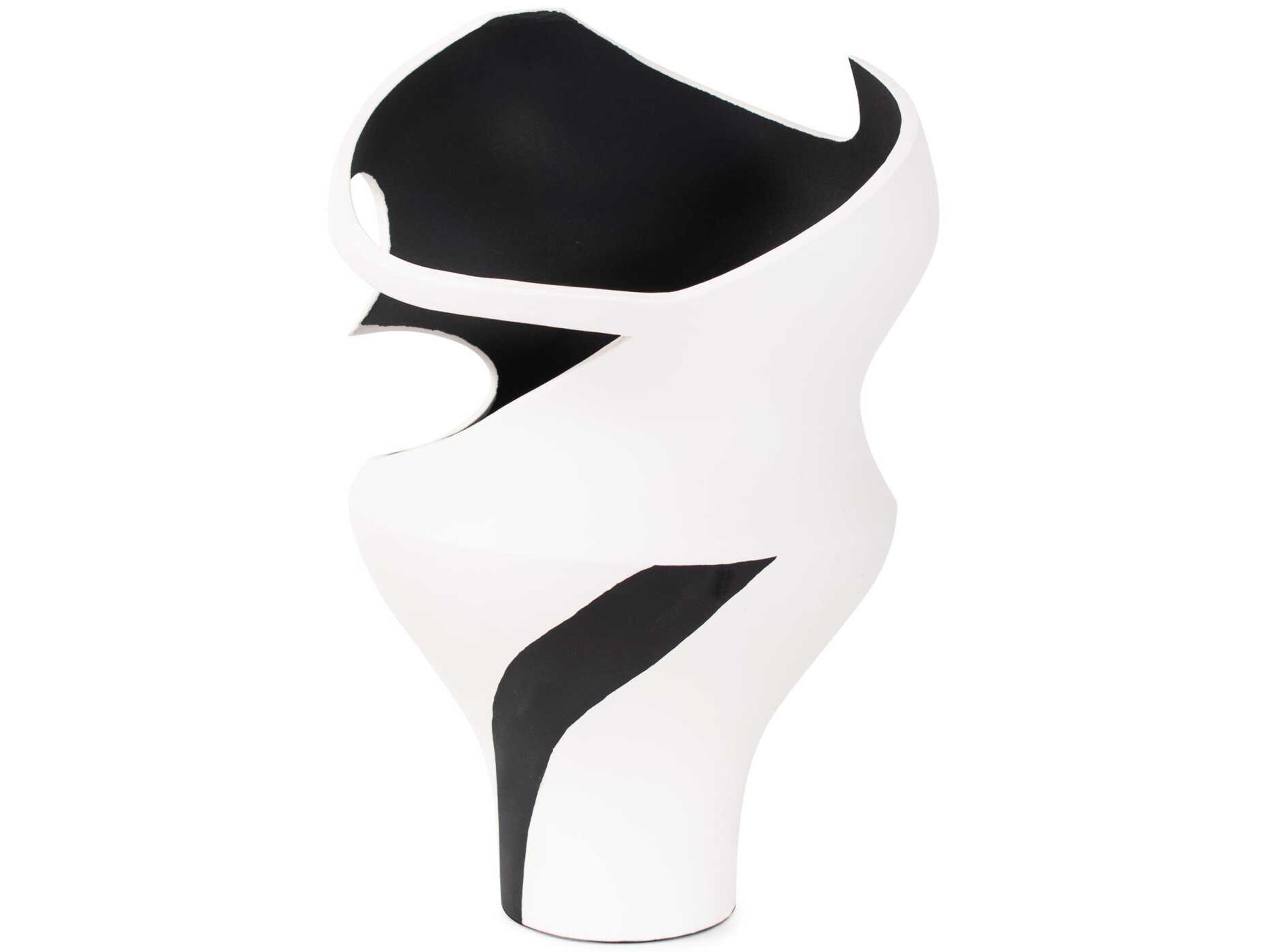 Howard Elliott Black White Rapsie Vase