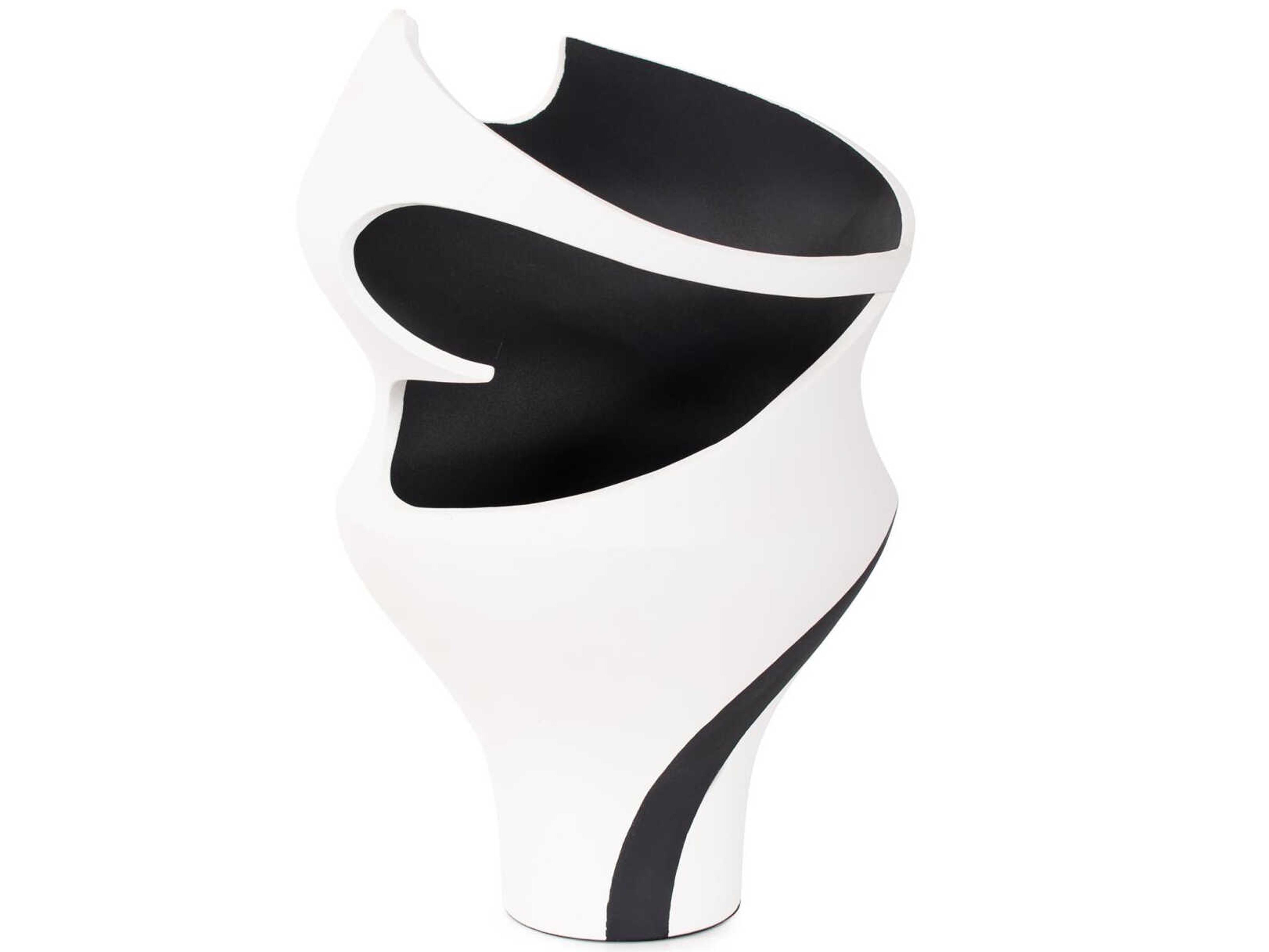 Howard Elliott Black White Rapsie Vase