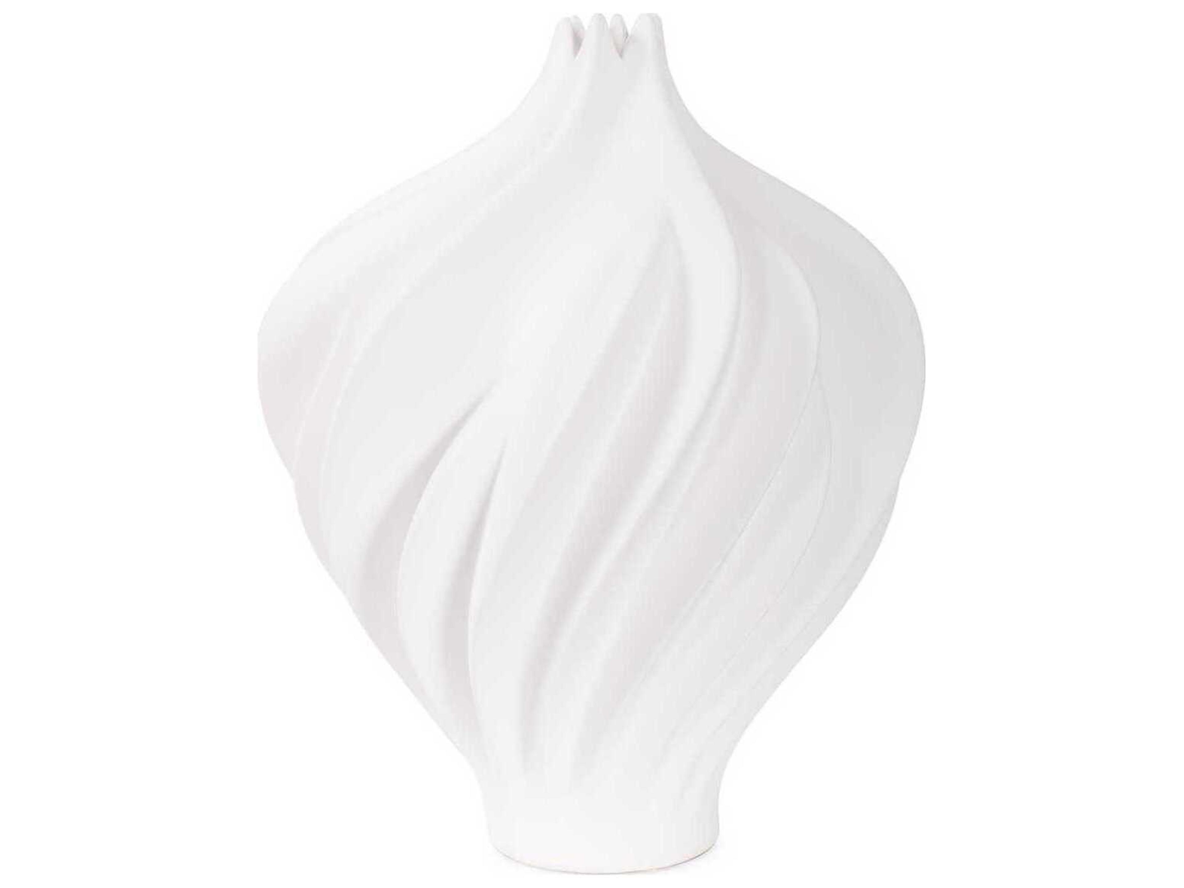 Howard Elliott Matte White Langmuir Swirled Vase