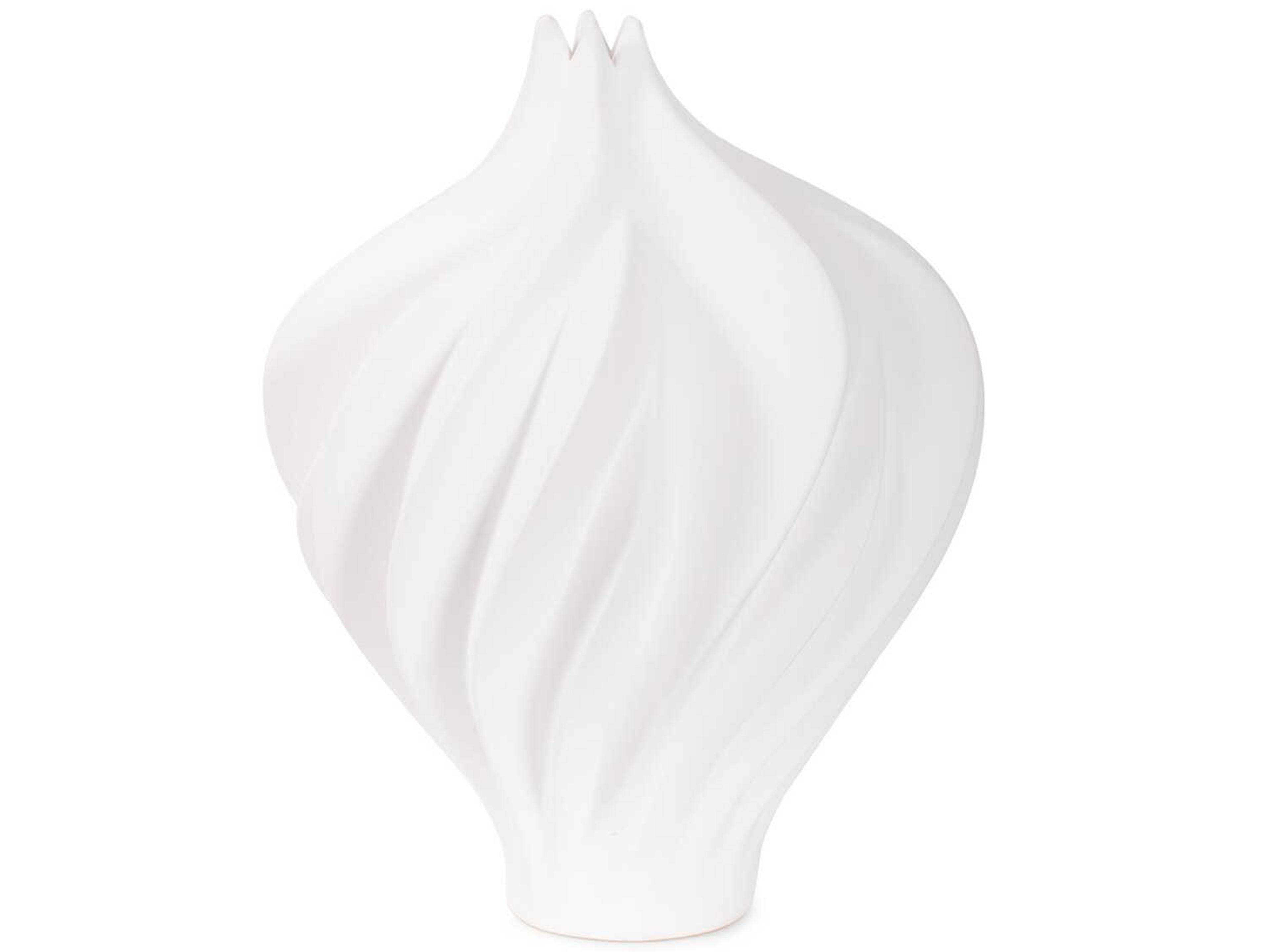 Howard Elliott Matte White Langmuir Swirled Vase