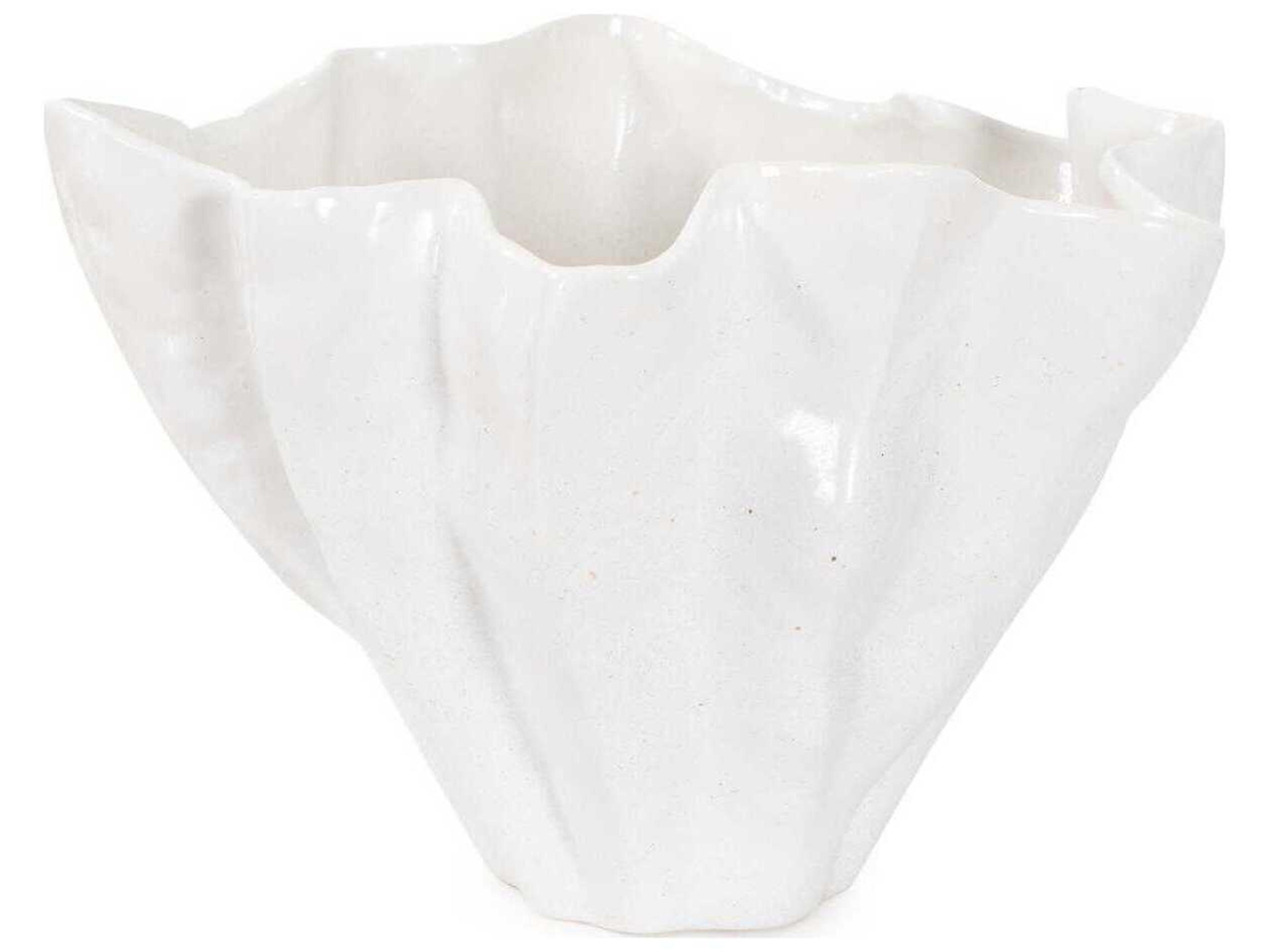 Howard Elliott Matte White Artridge Ruffled Edge Bowl
