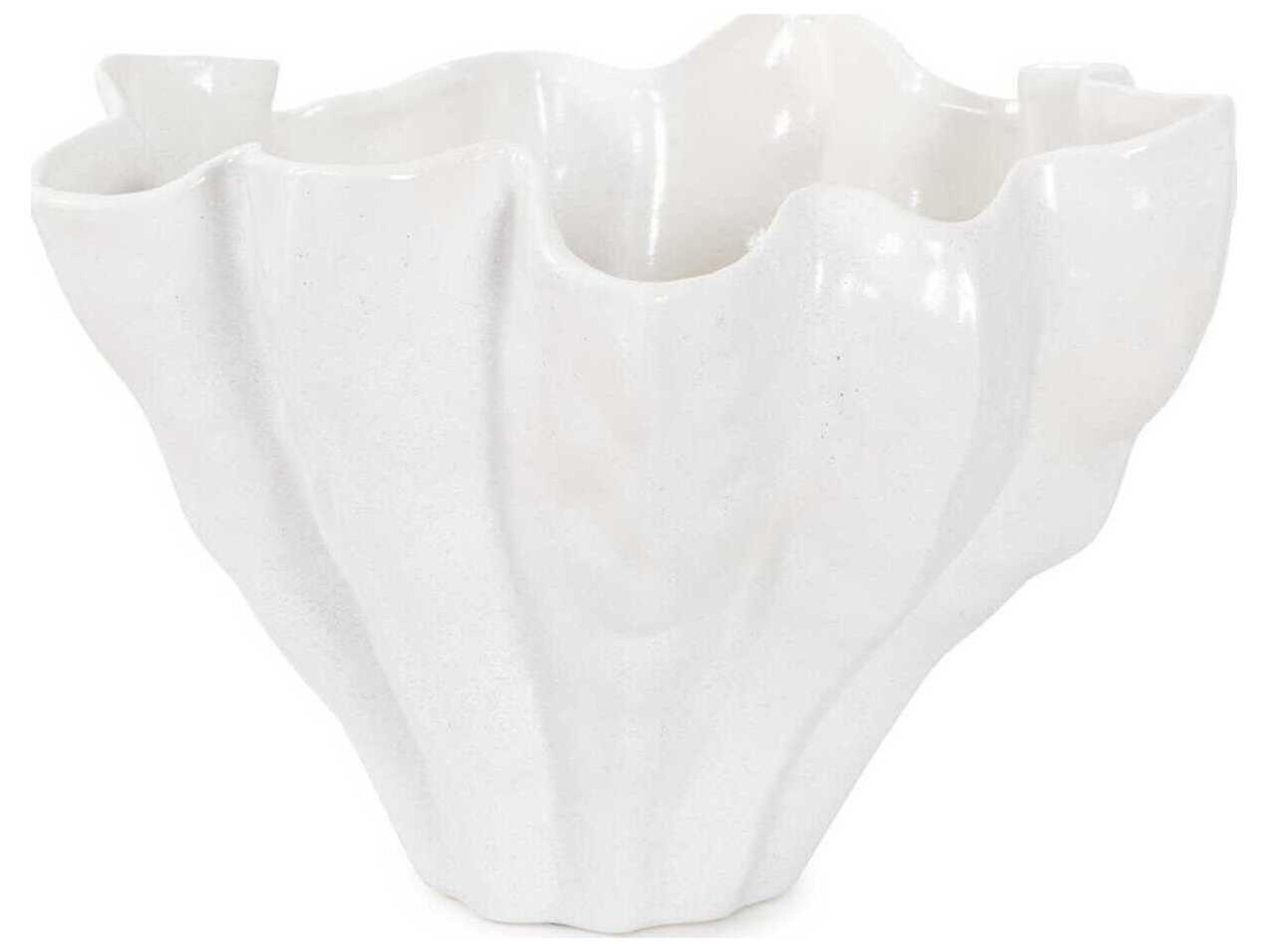 Howard Elliott Matte White Artridge Ruffled Edge Bowl