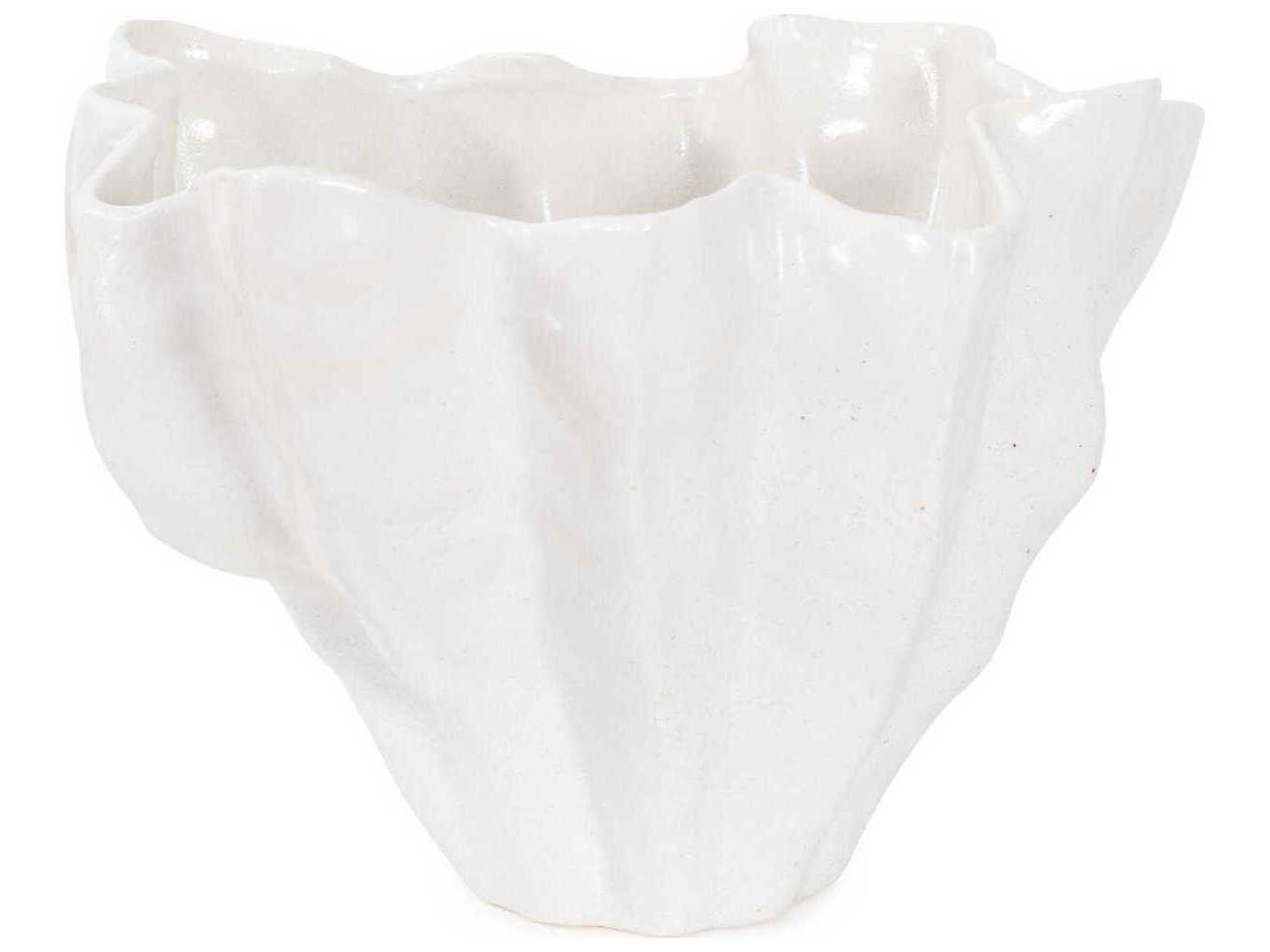 Howard Elliott Matte White Artridge Ruffled Edge Bowl