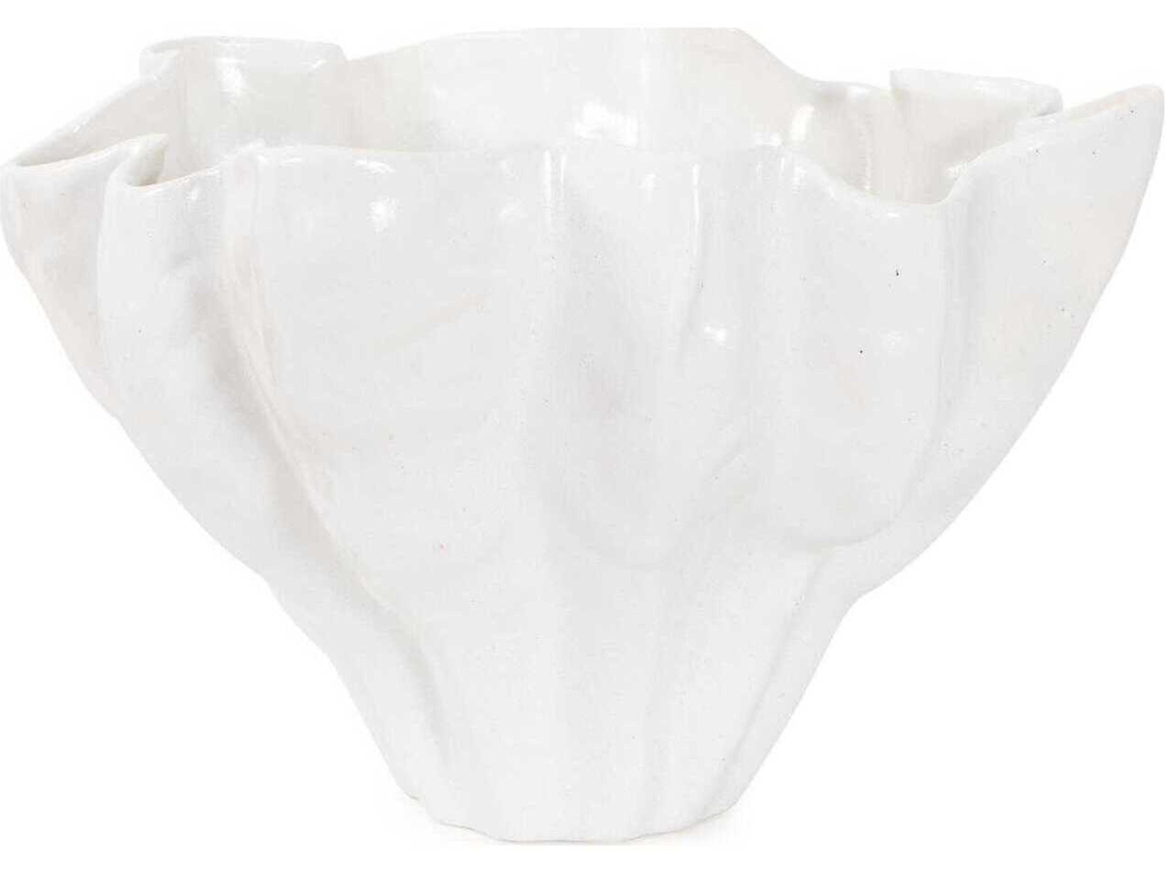 Howard Elliott Matte White Artridge Ruffled Edge Bowl