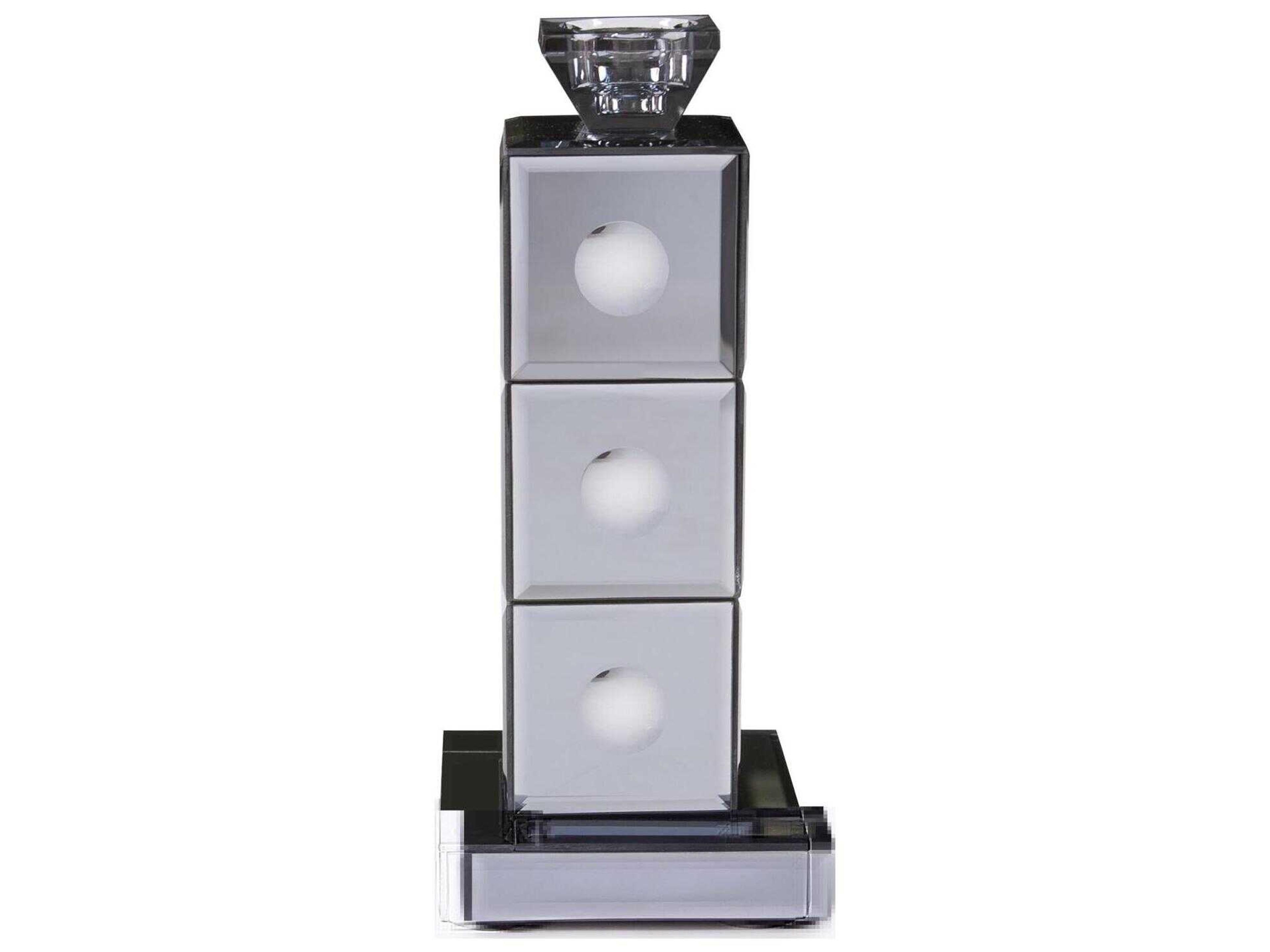 Howard Elliott Smokey Gray Grigio Mirrored Candle Holder