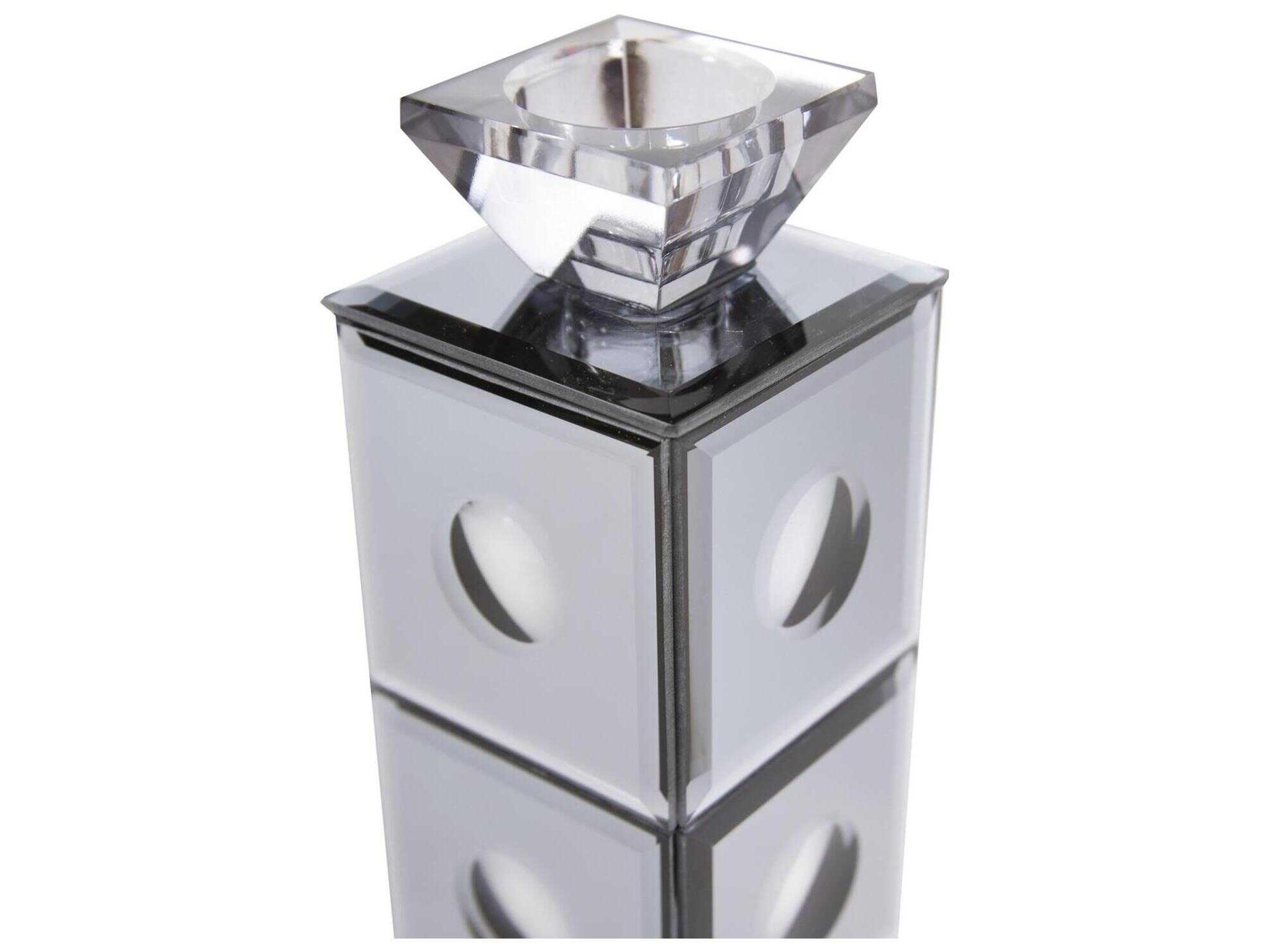 Howard Elliott Smokey Gray Grigio Mirrored Candle Holder