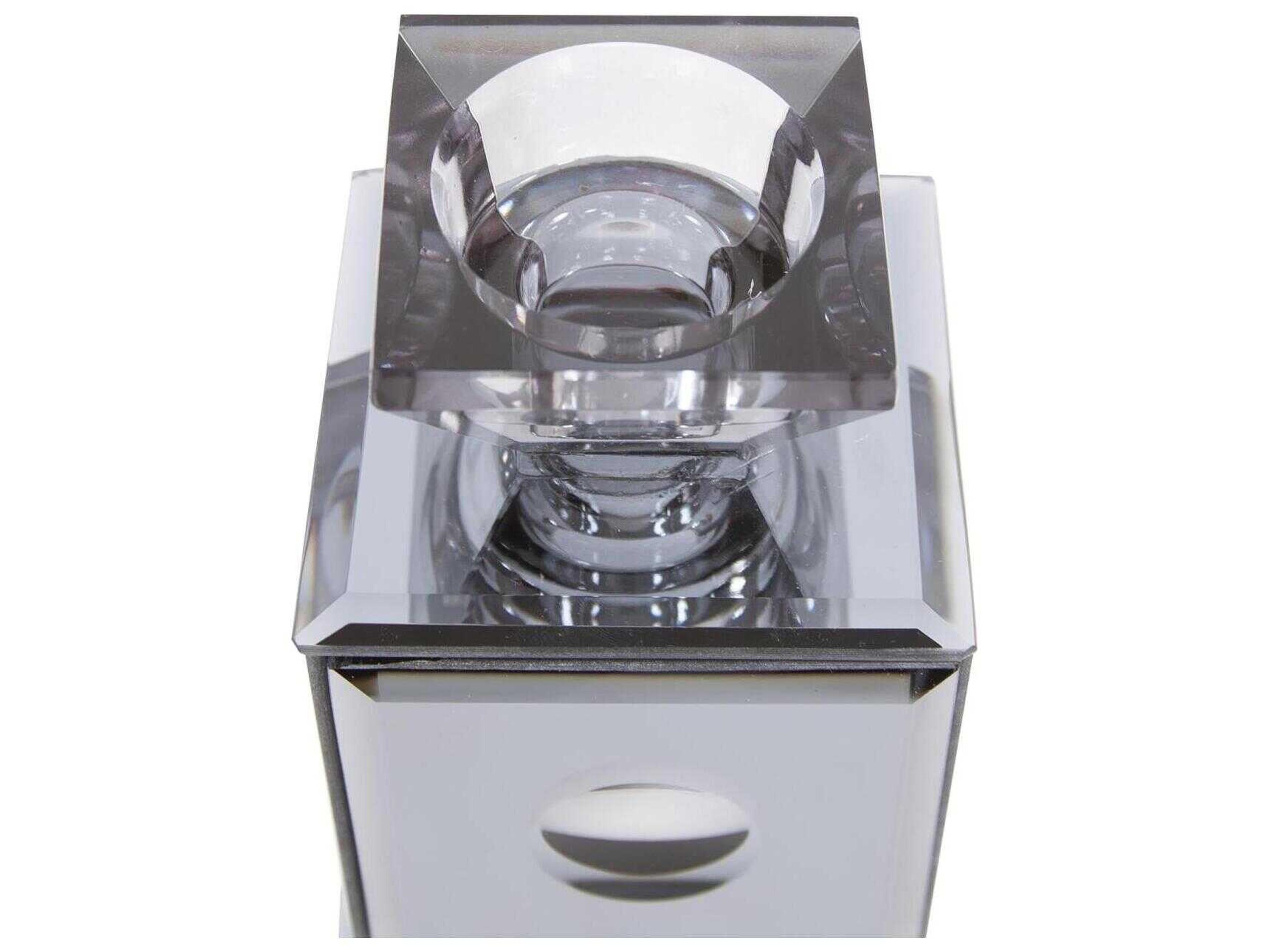 Howard Elliott Smokey Gray Grigio Mirrored Candle Holder