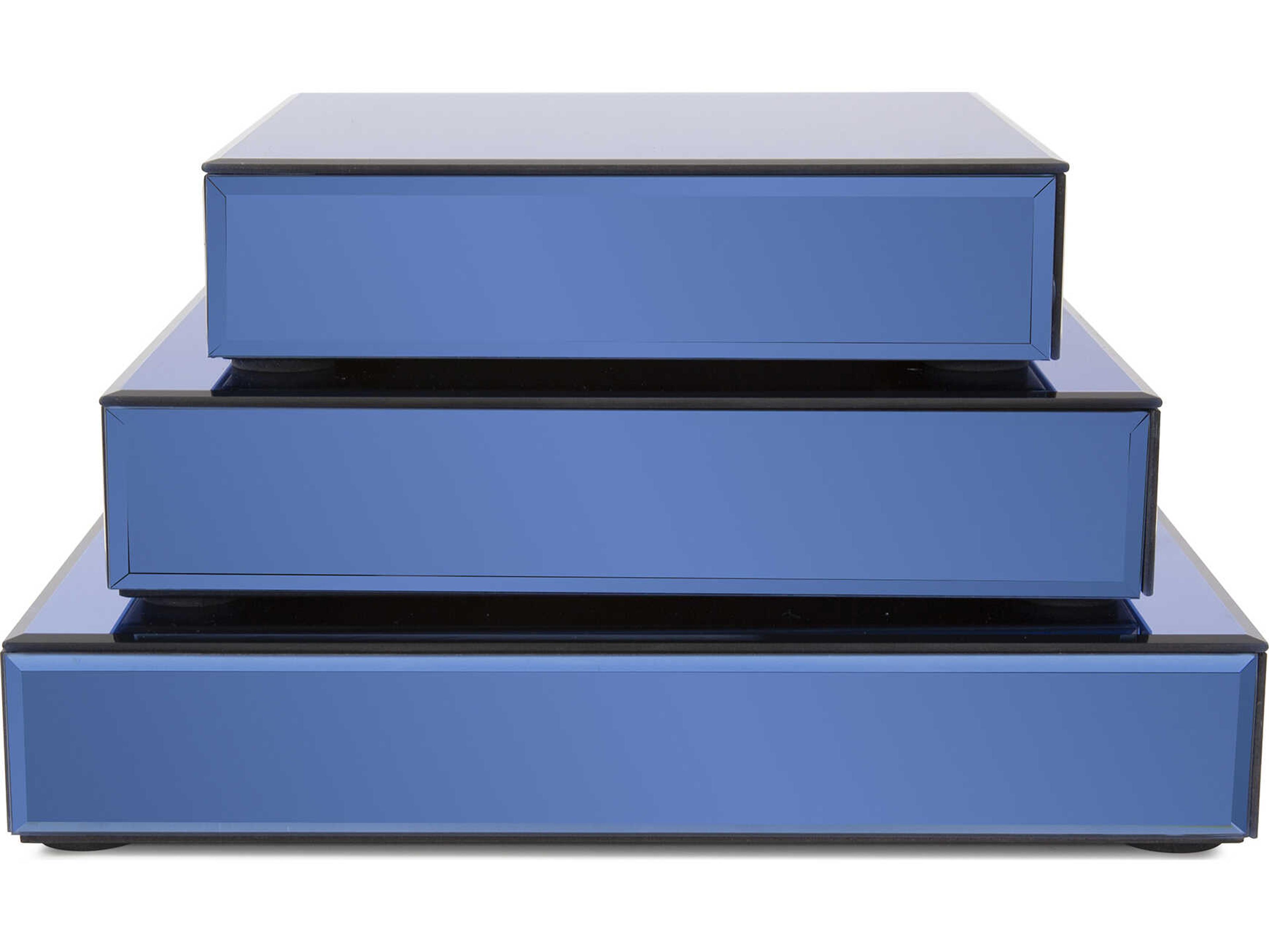 Sapphire Mirrored Platforms Set of 3