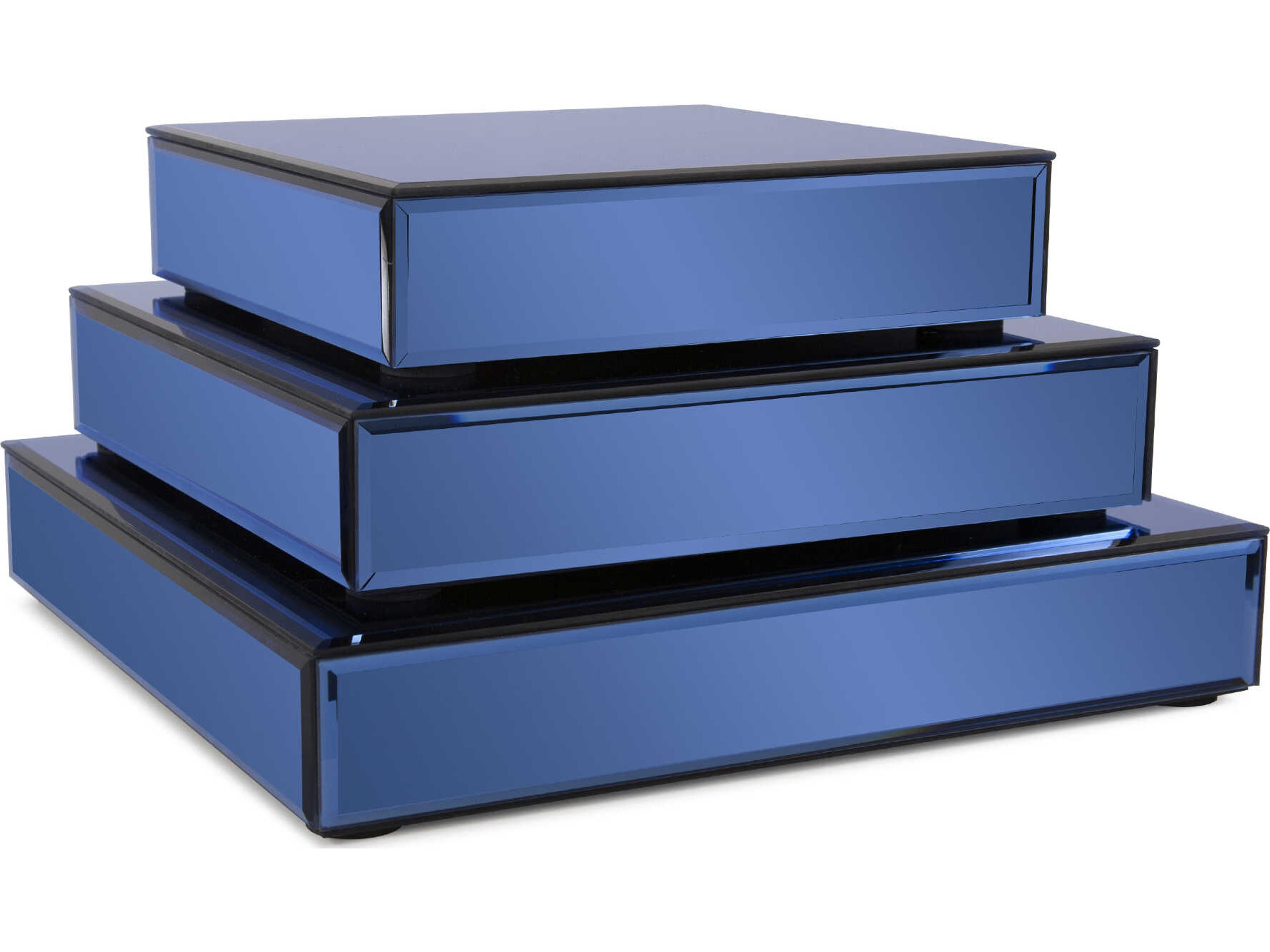 Howard Elliott Sapphire Mirrored Platforms Set of 3