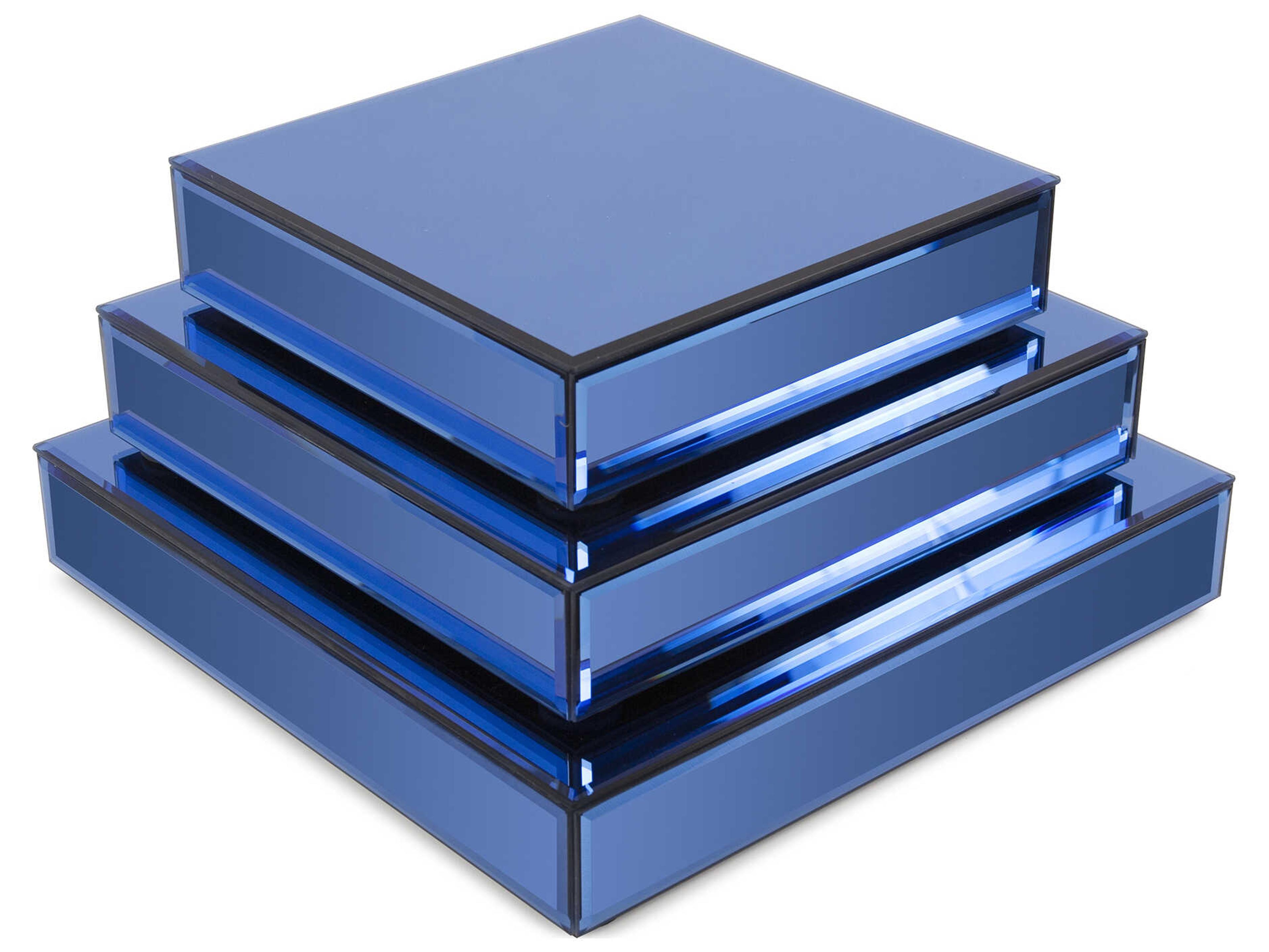 Howard Elliott Sapphire Mirrored Platforms Set of 3