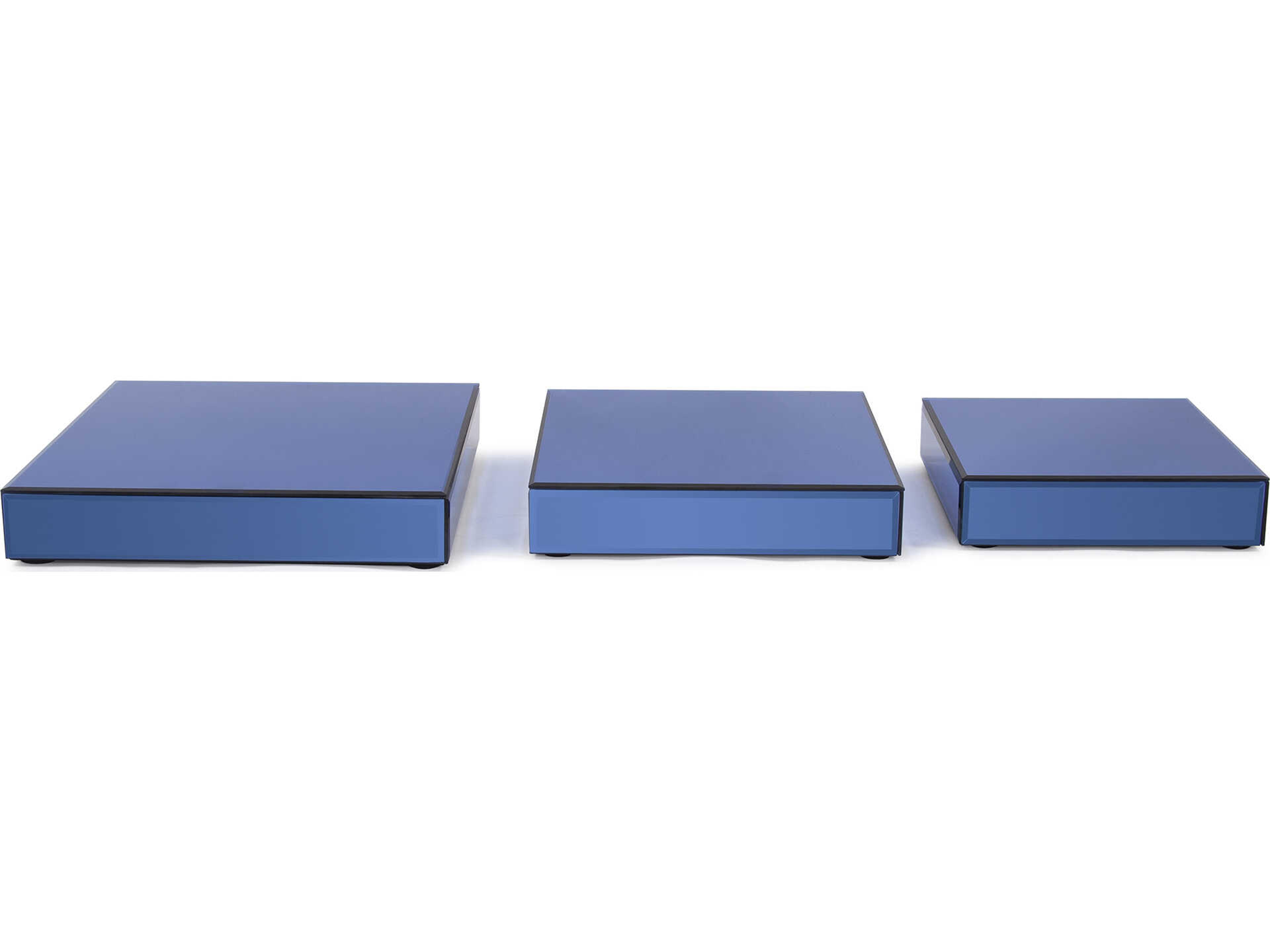 Howard Elliott Sapphire Mirrored Platforms Set of 3