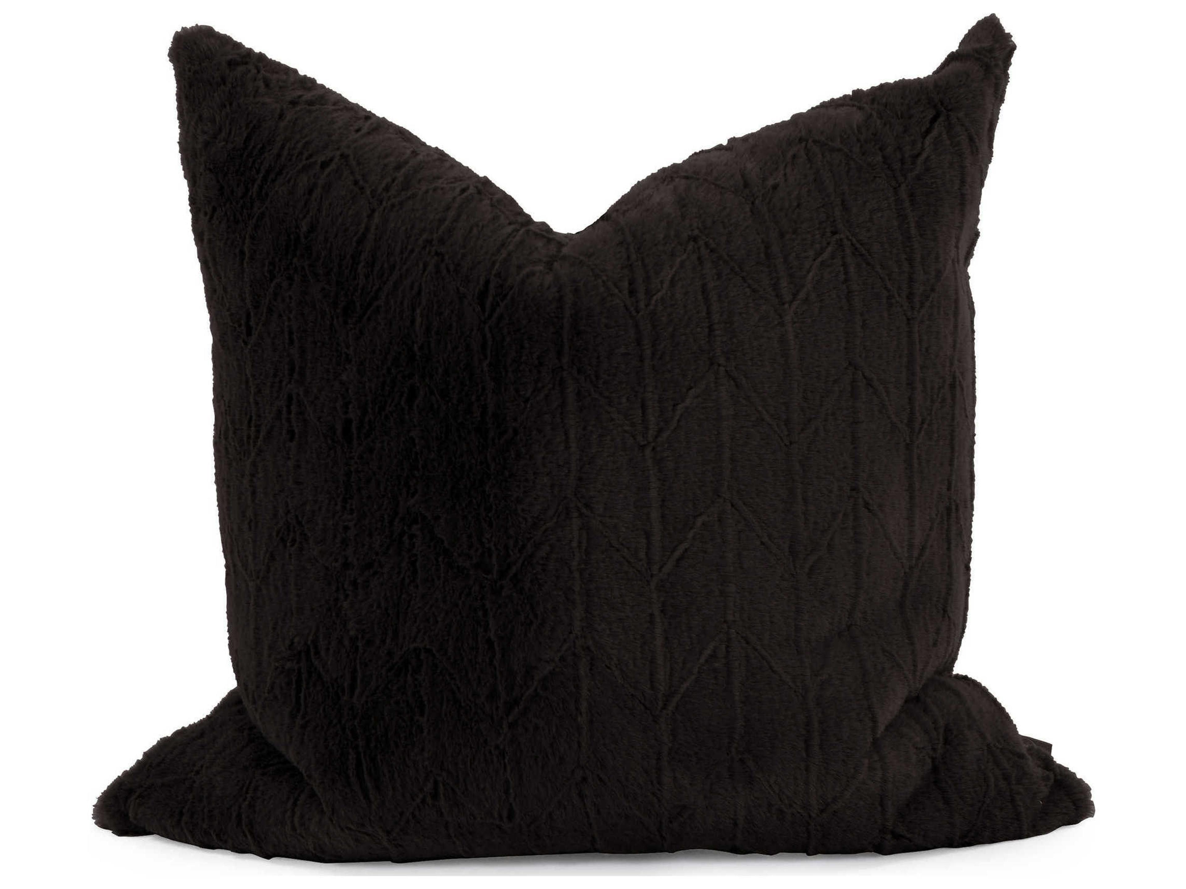 Faux Fur Angora Ebony 24" x 24" Pillow