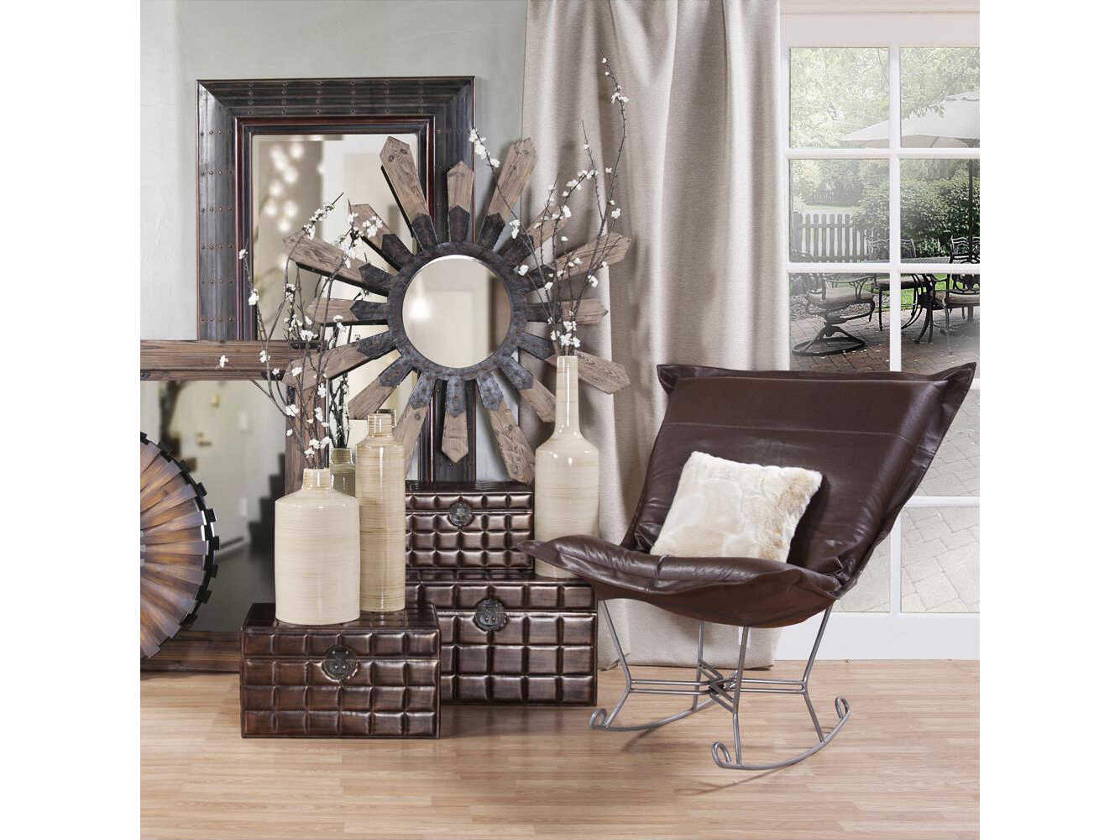 Howard Elliott Pamela French Brown Rectangular Wall Mirror