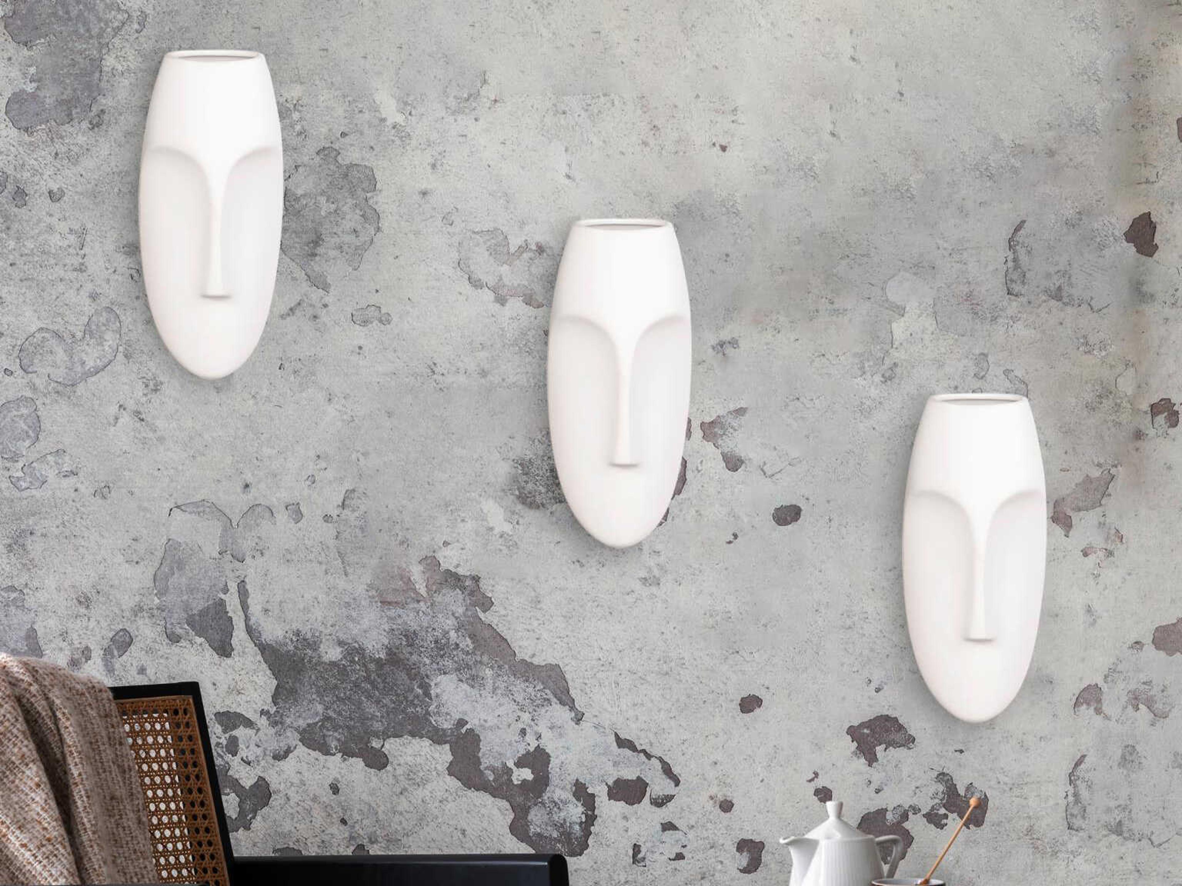 Howard Elliott Matte White Face Wall Sculpture