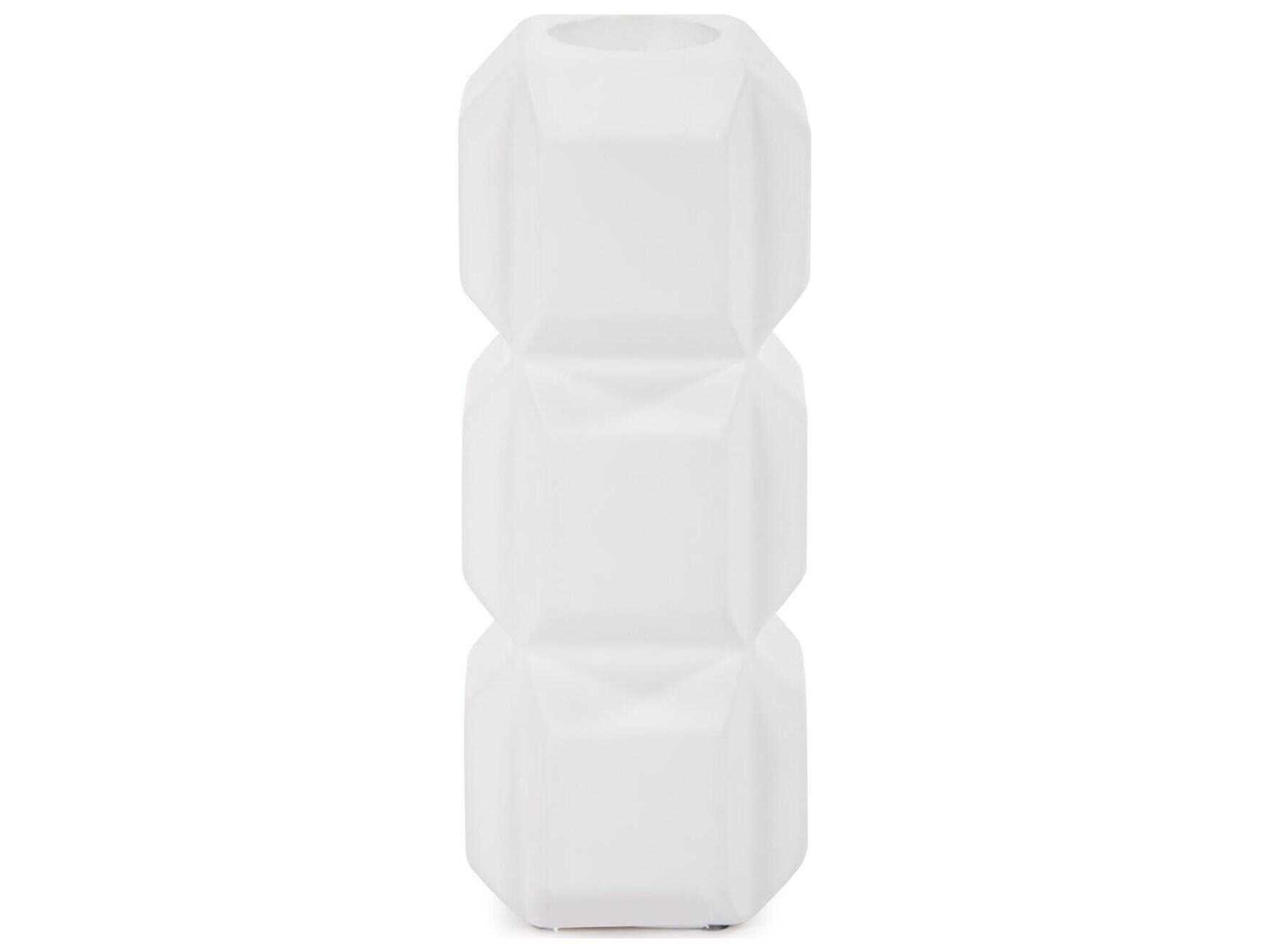 Howard Elliott Matte White Triple Cubic Candle Holder