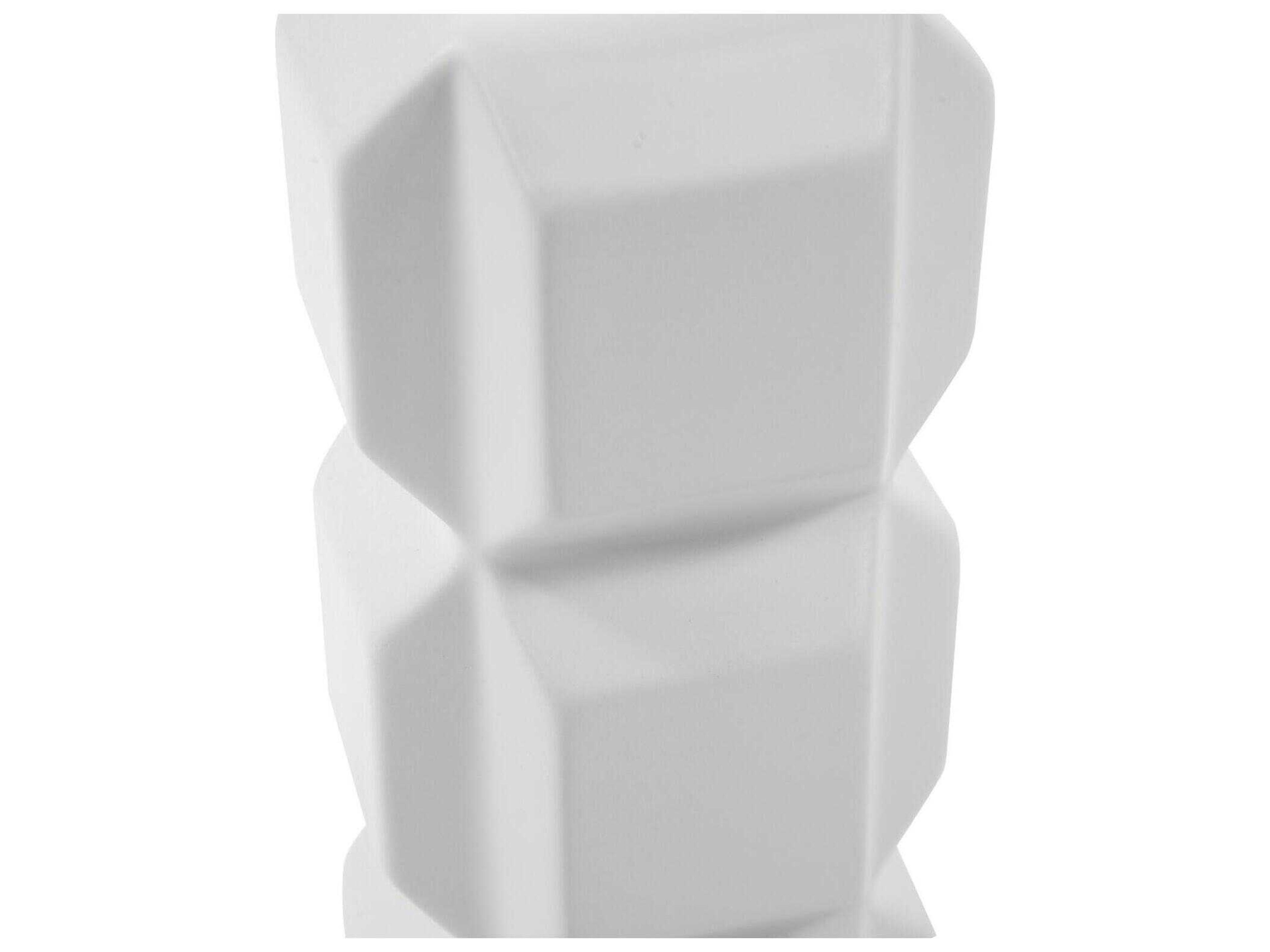 Howard Elliott Matte White Triple Cubic Candle Holder