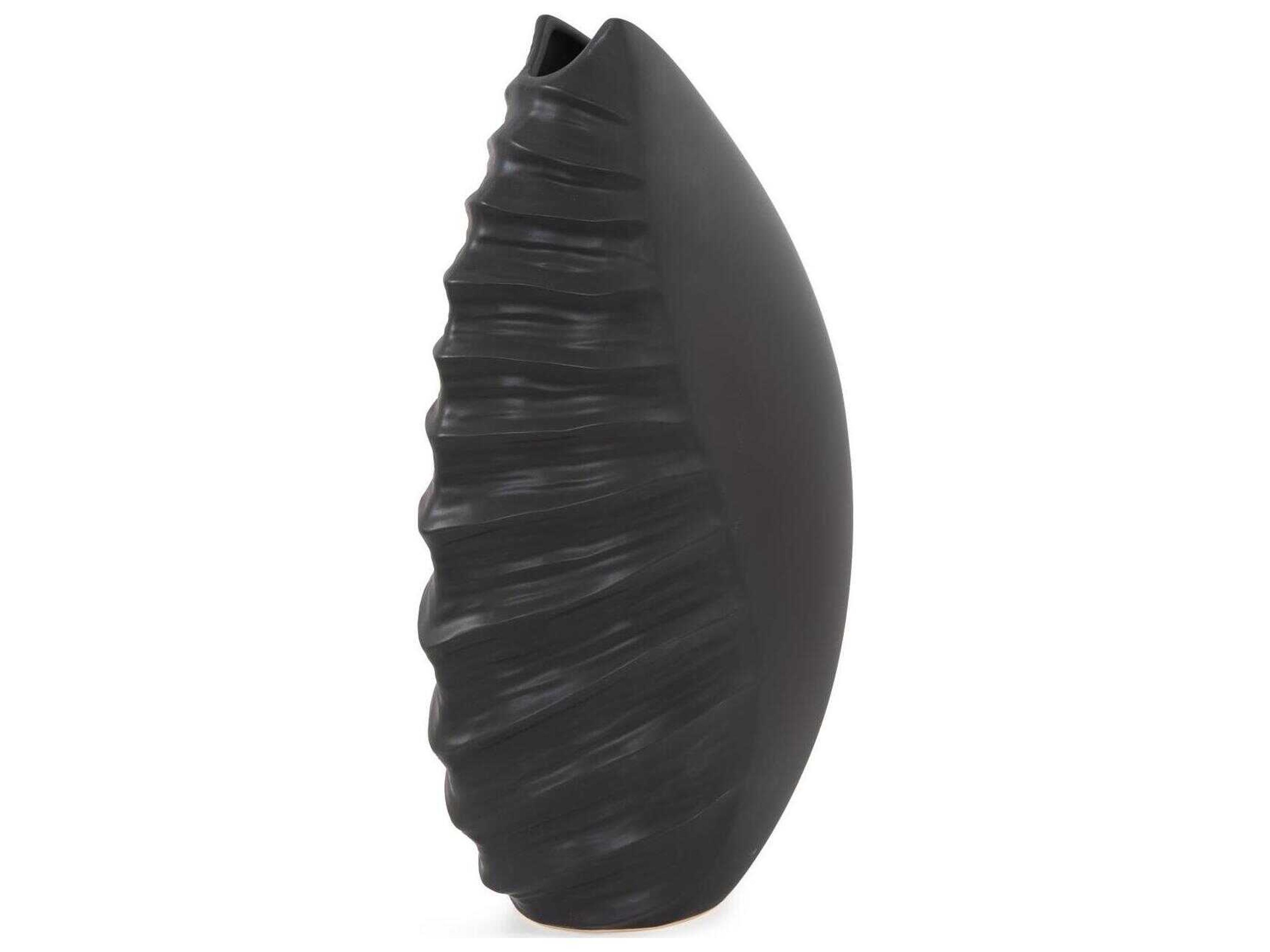 Dierks Ribbed Matte Black Vase