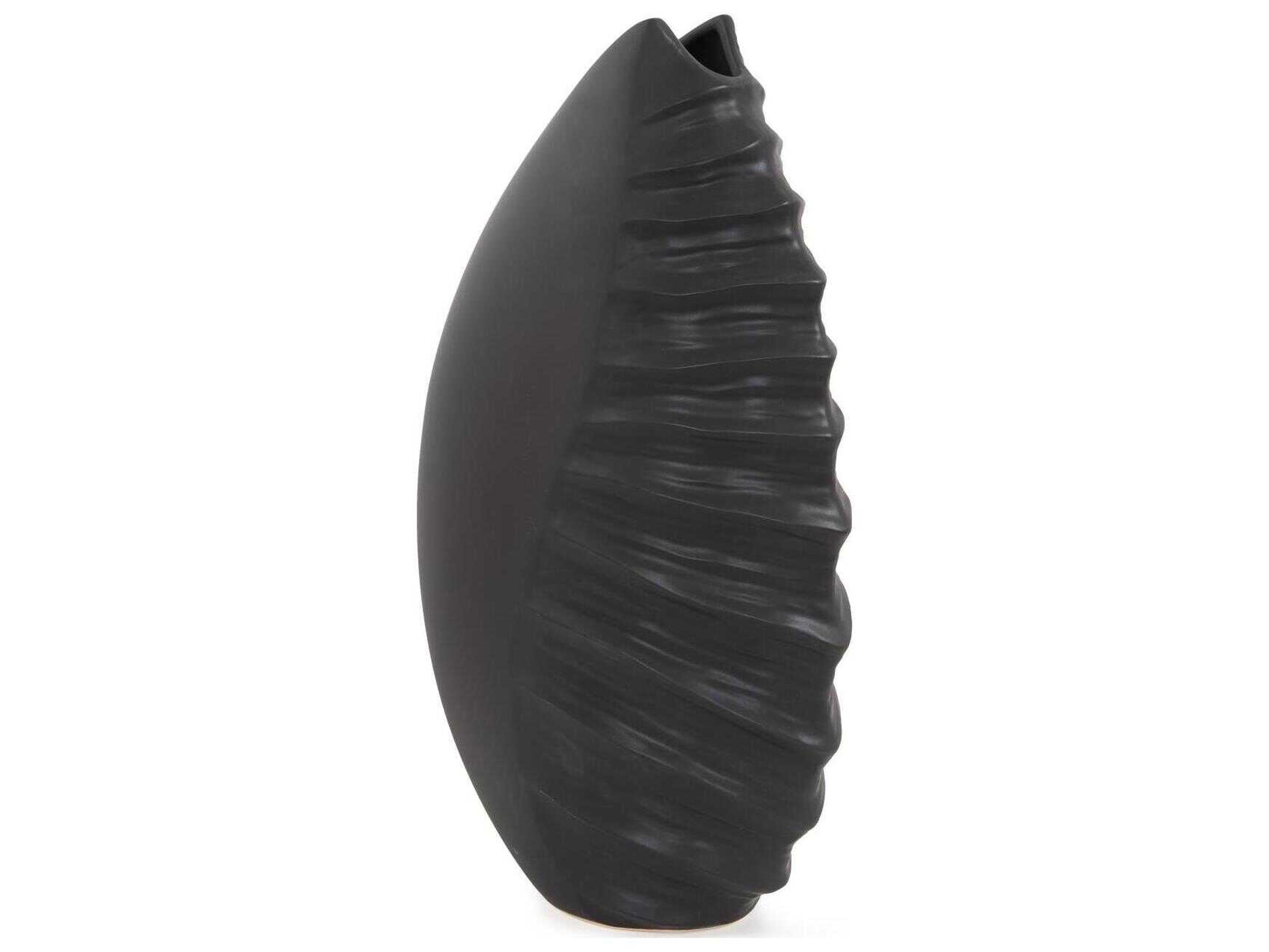 Howard Elliott Dierks Ribbed Matte Black Vase