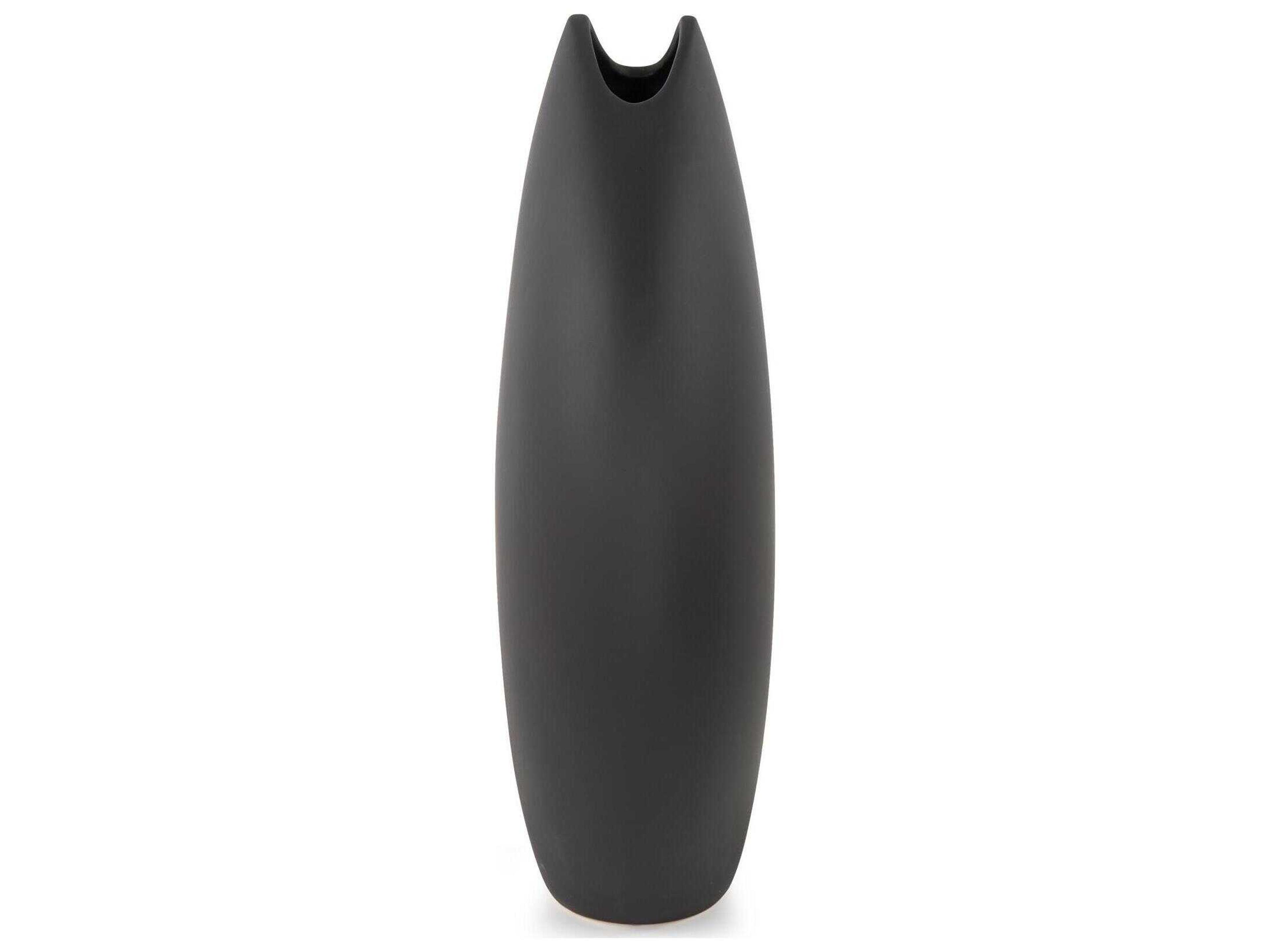 Howard Elliott Dierks Ribbed Matte Black Vase