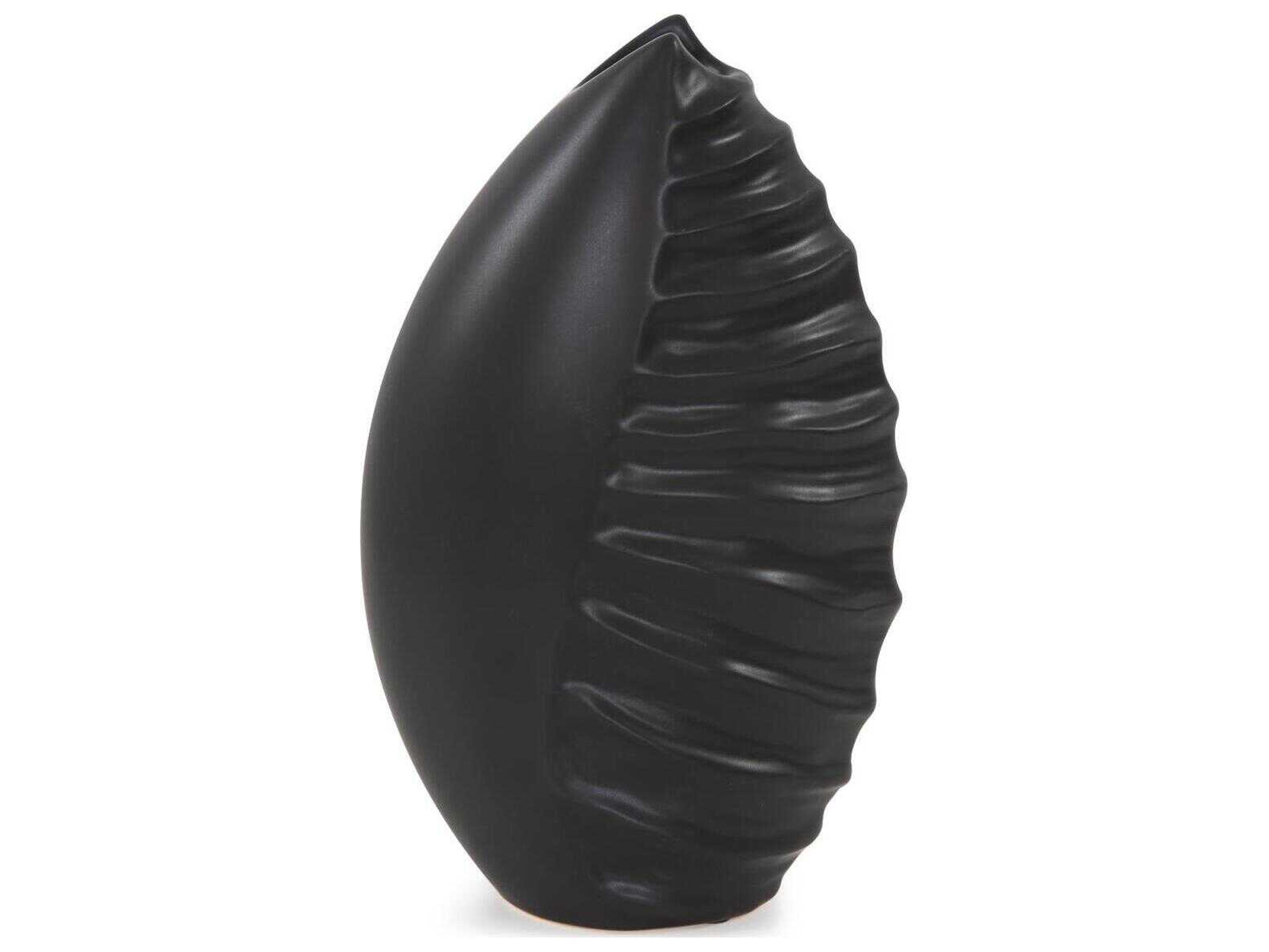 Dierks Ribbed Matte Black Vase