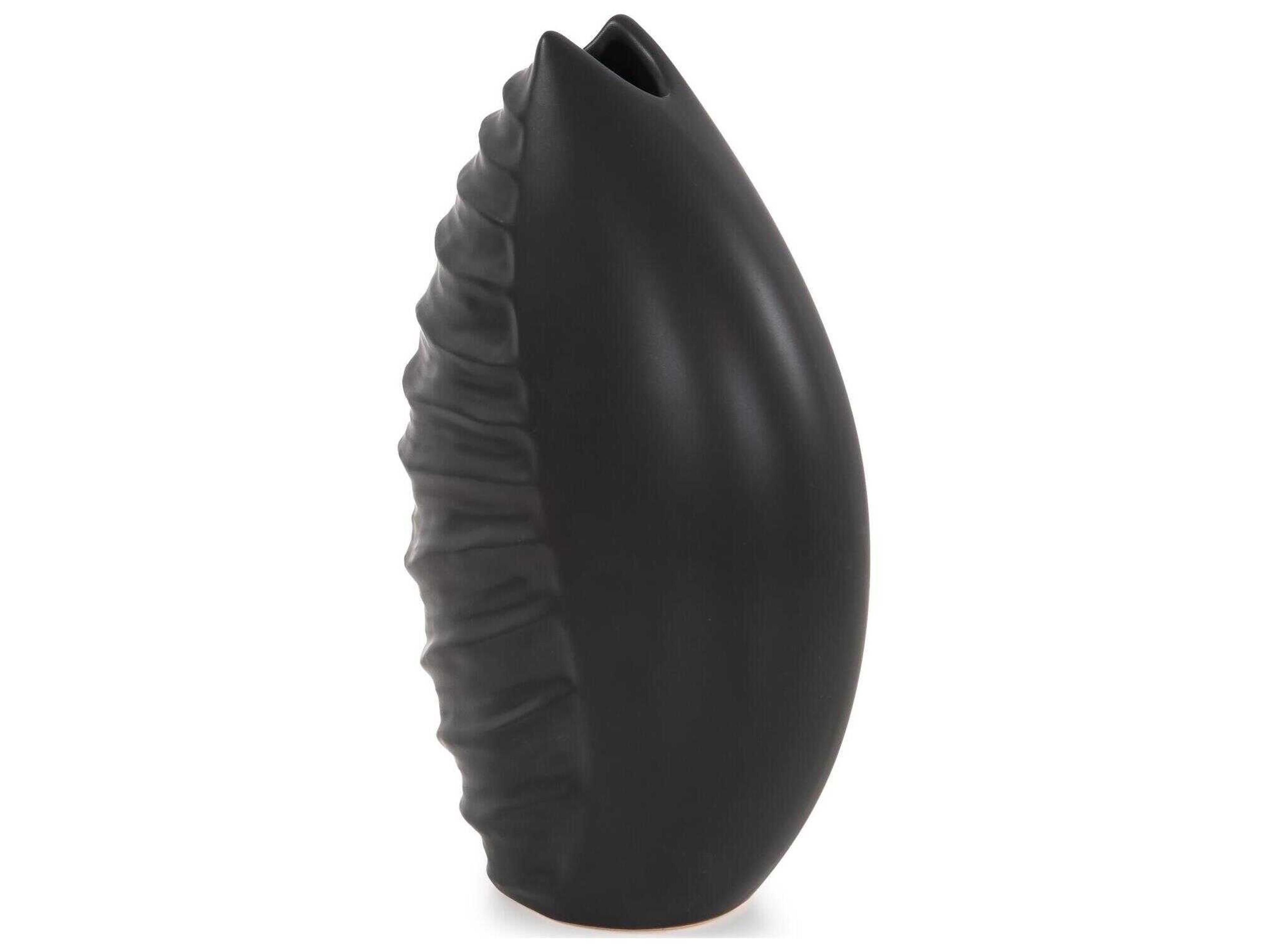 Howard Elliott Dierks Ribbed Matte Black Vase