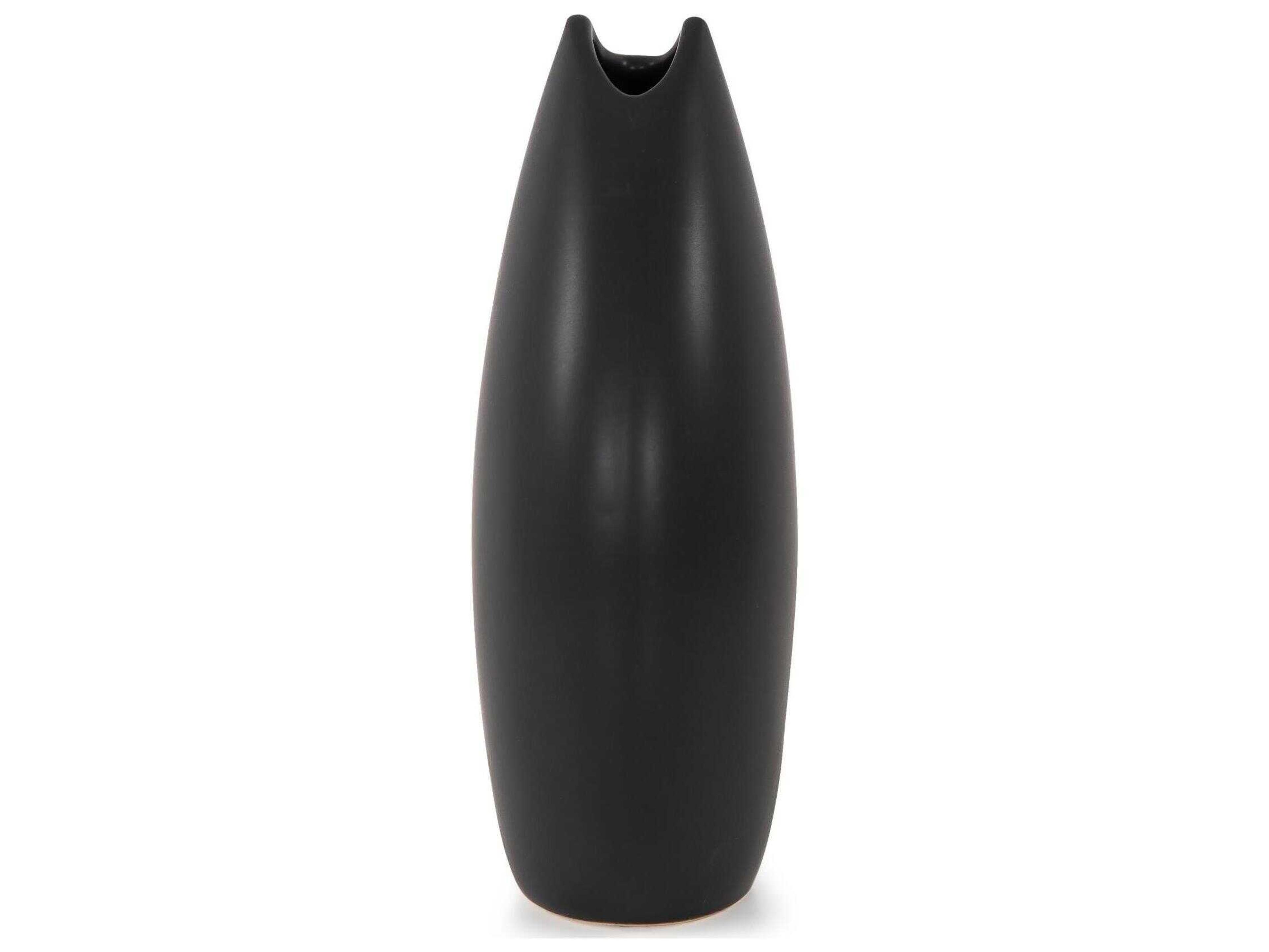 Howard Elliott Dierks Ribbed Matte Black Vase