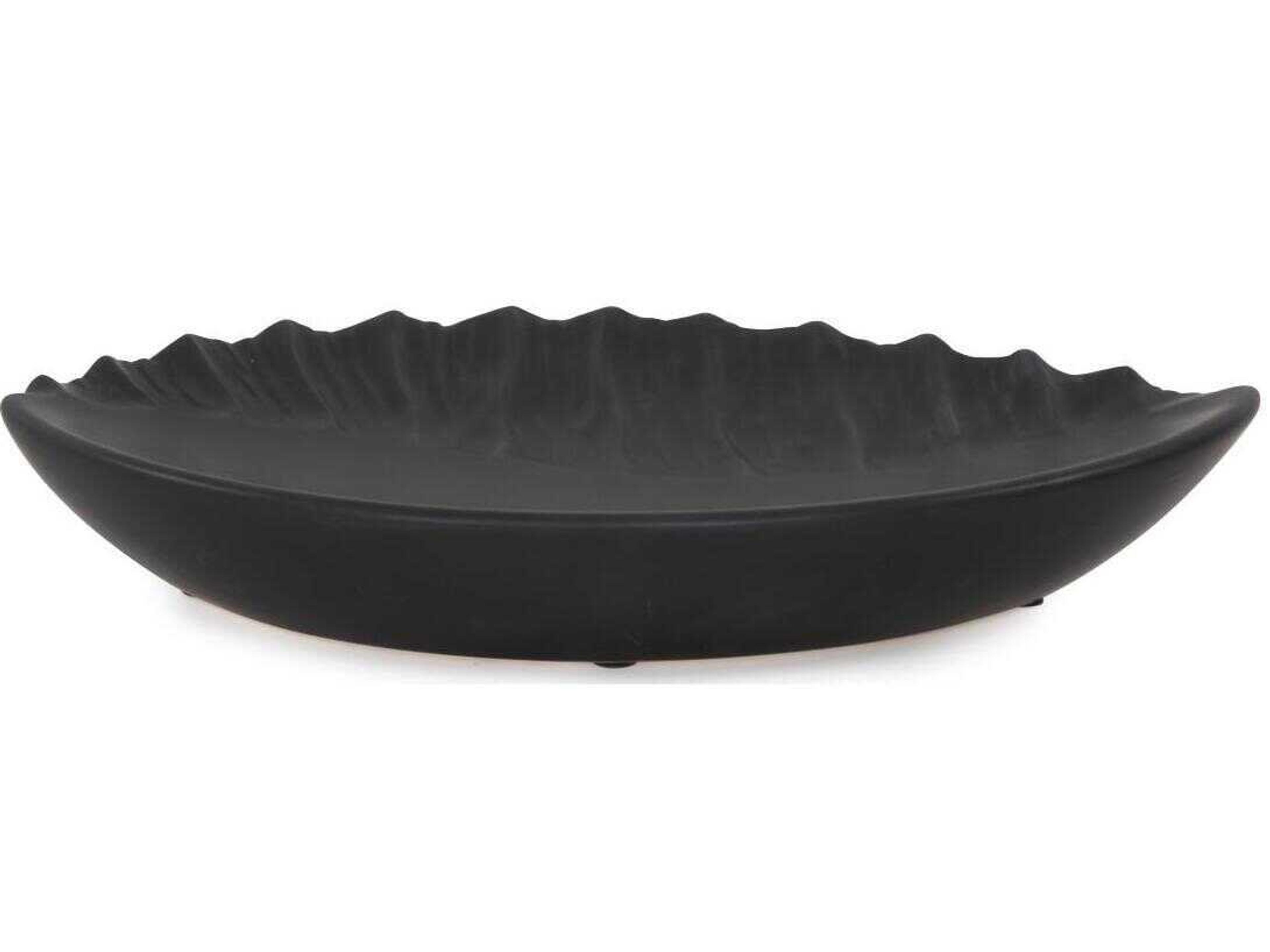 Howard Elliott Dierks Ribbed Matte Black Serving Tray