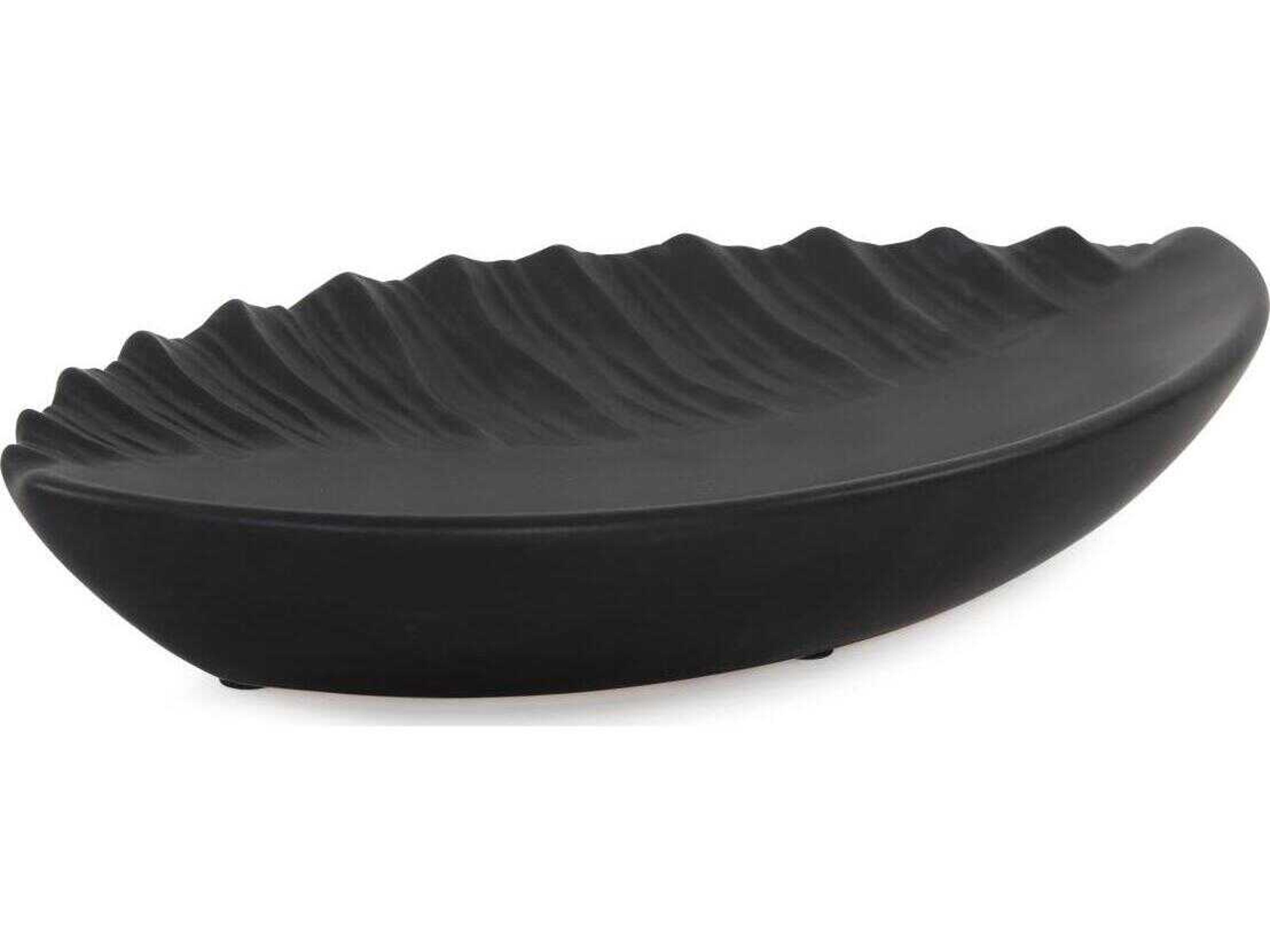 Howard Elliott Dierks Ribbed Matte Black Serving Tray