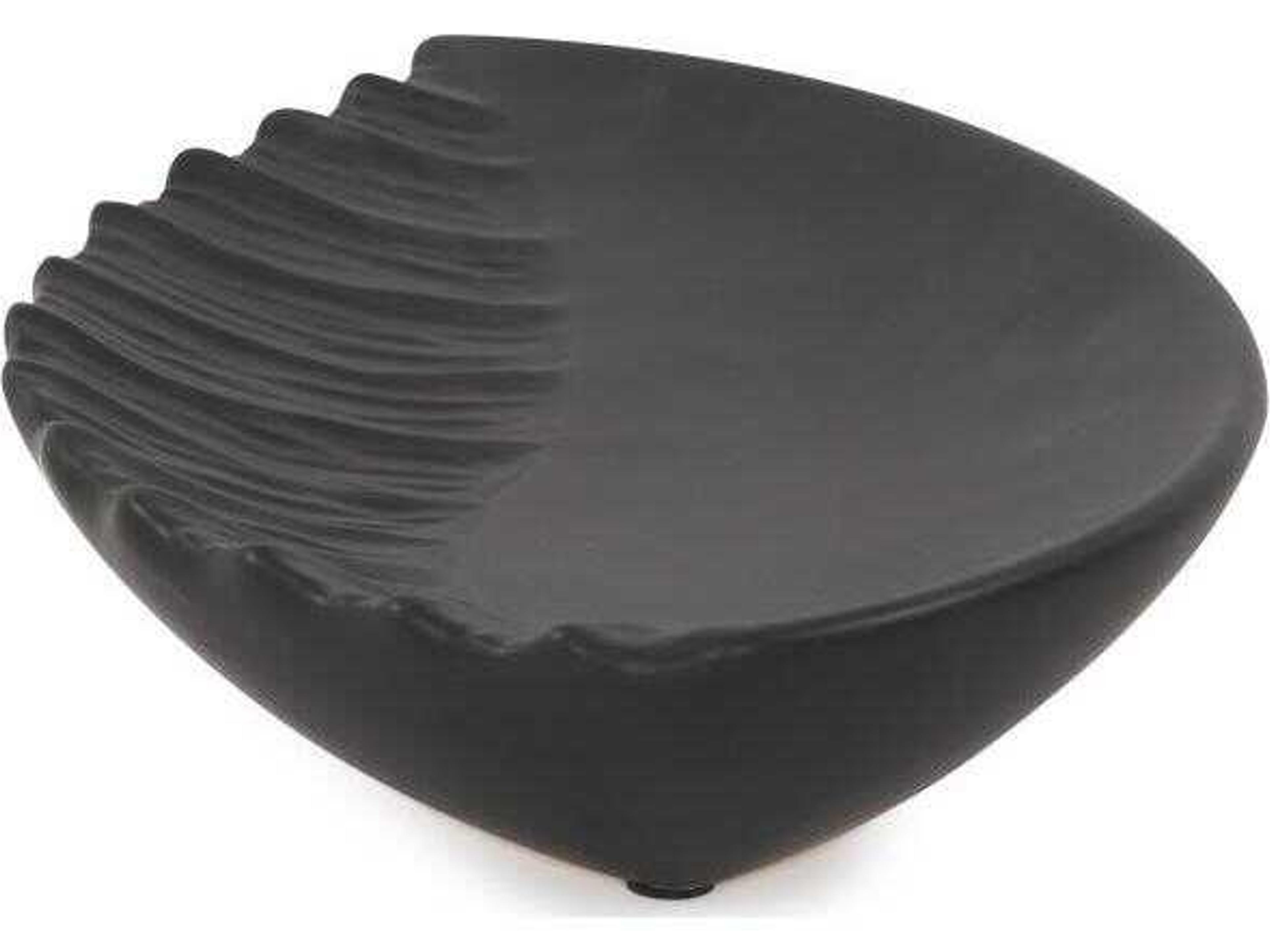 Howard Elliott Dierks Ribbed Matte Black Serving Tray