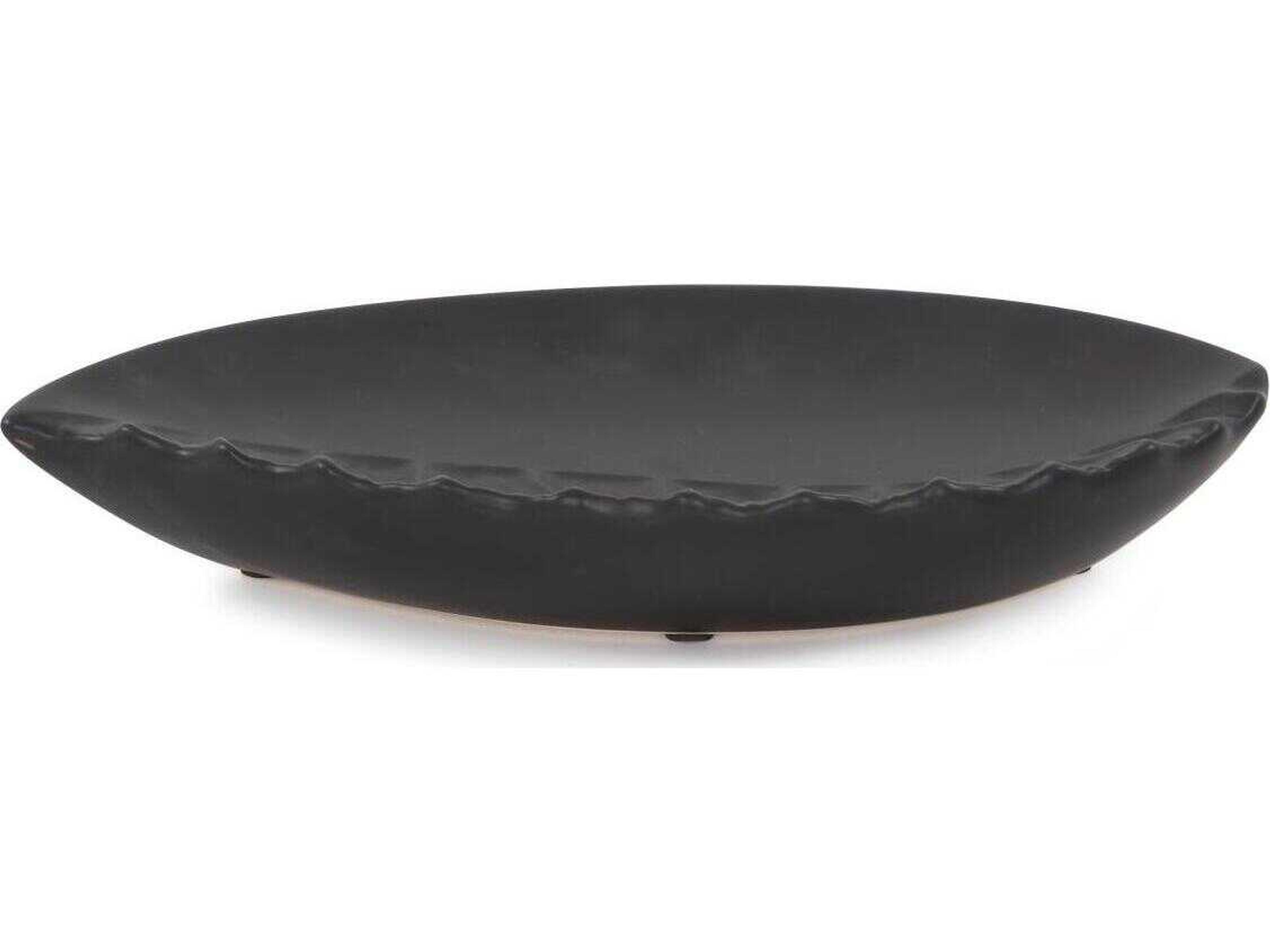 Howard Elliott Dierks Ribbed Matte Black Serving Tray
