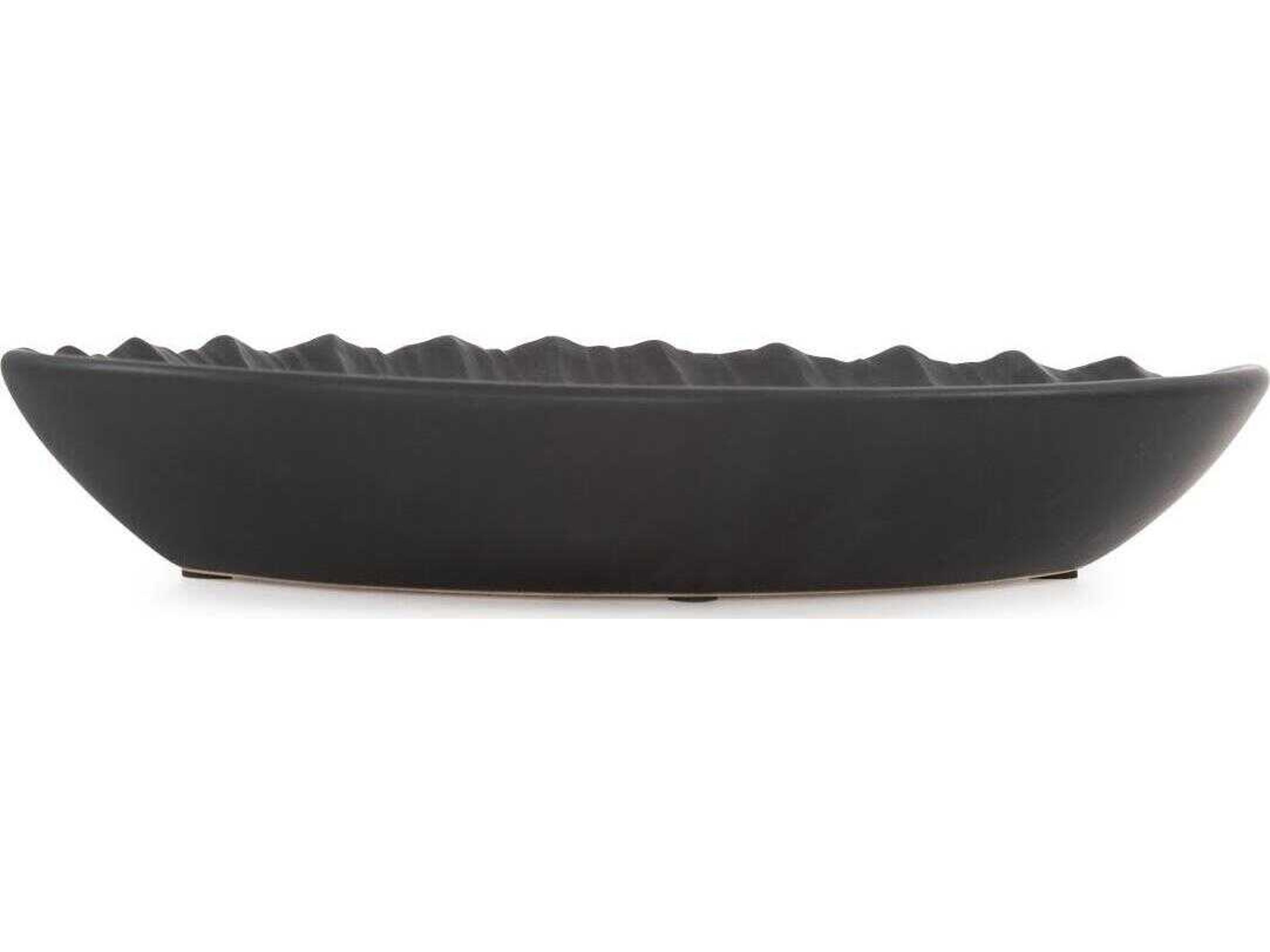 Howard Elliott Dierks Ribbed Matte Black Serving Tray