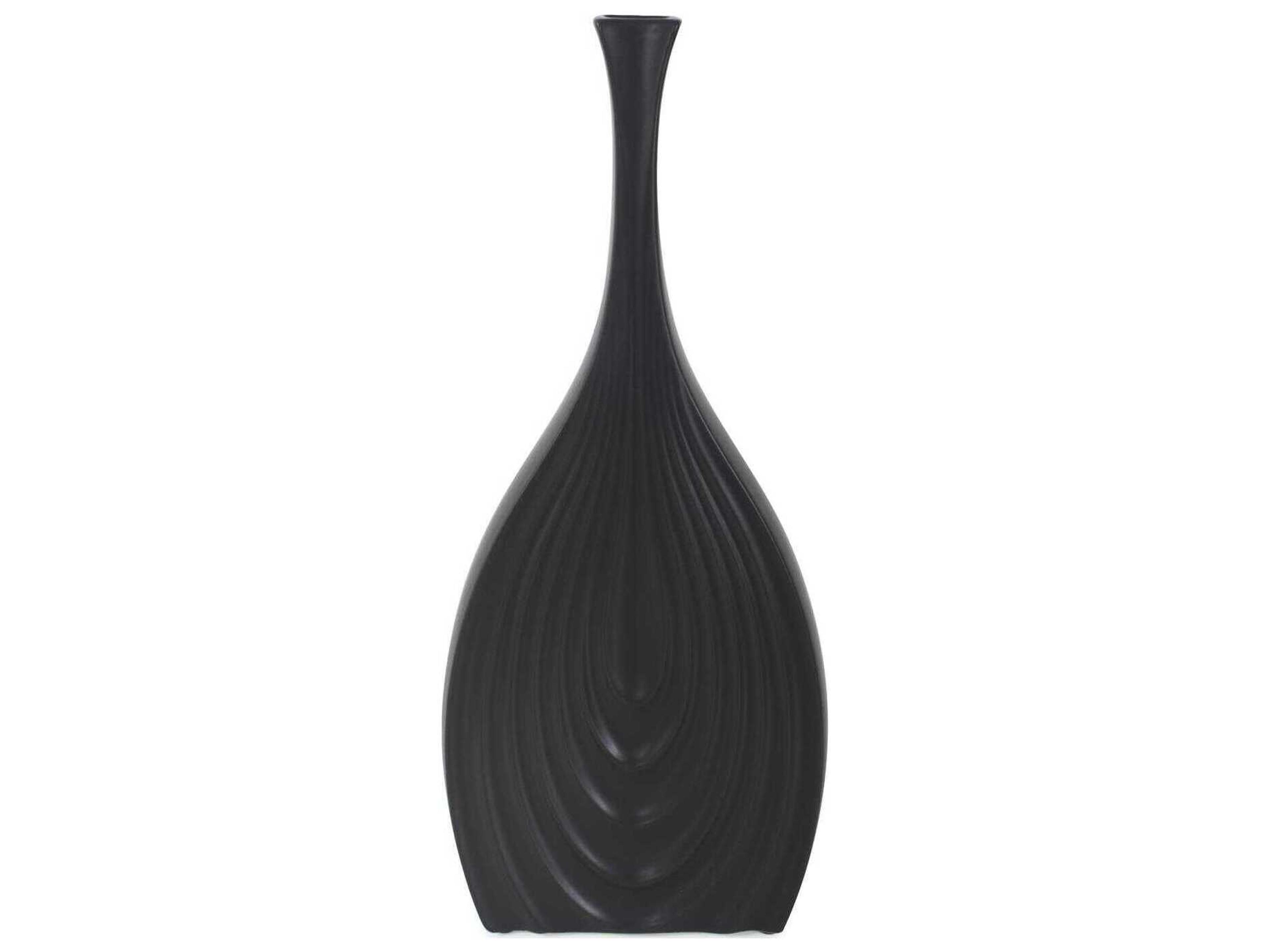 Howard Elliott Onion Tapered Matte Black Vase