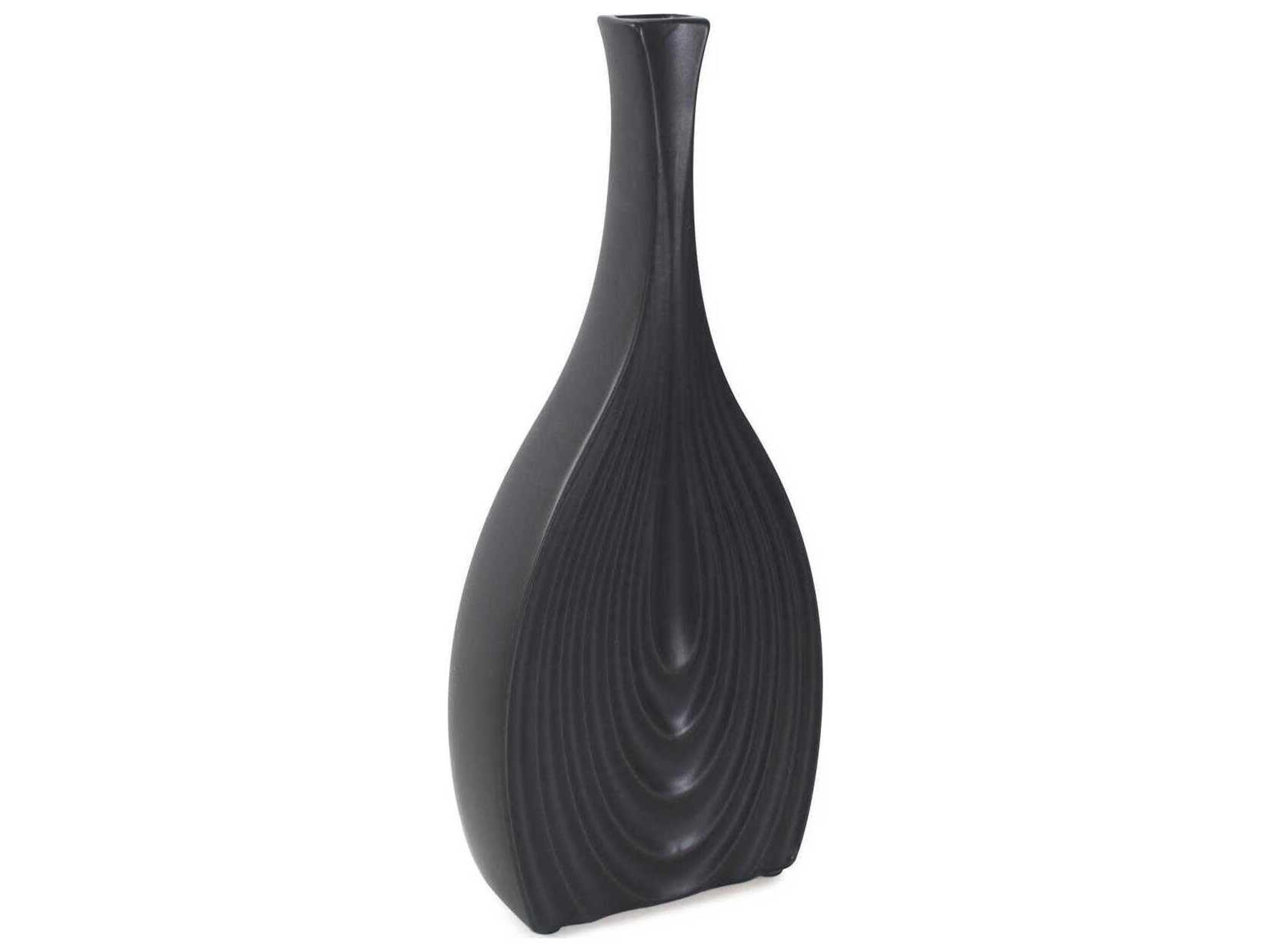 Howard Elliott Onion Tapered Matte Black Vase