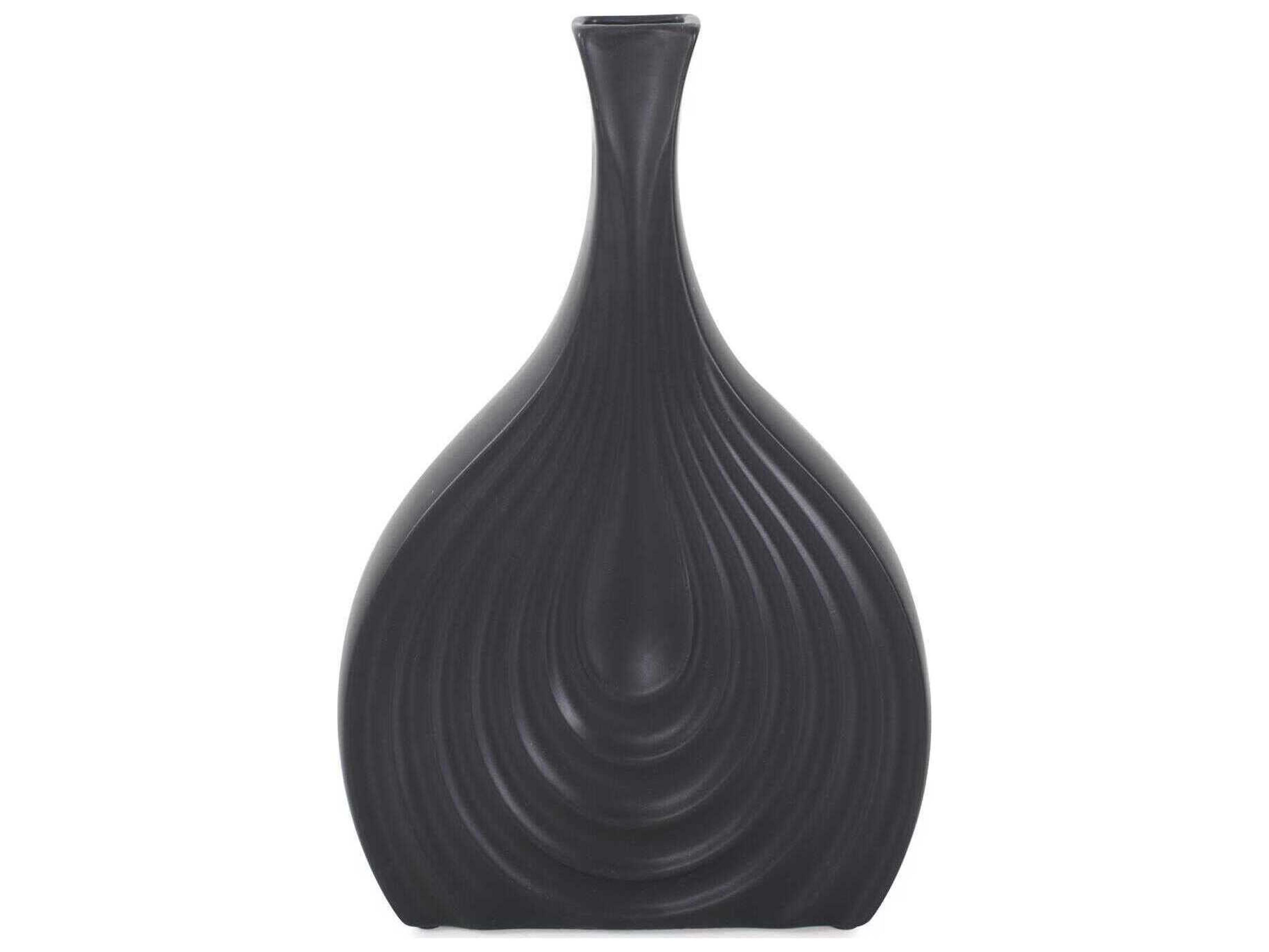 Howard Elliott Onion Tapered Matte Black Vase